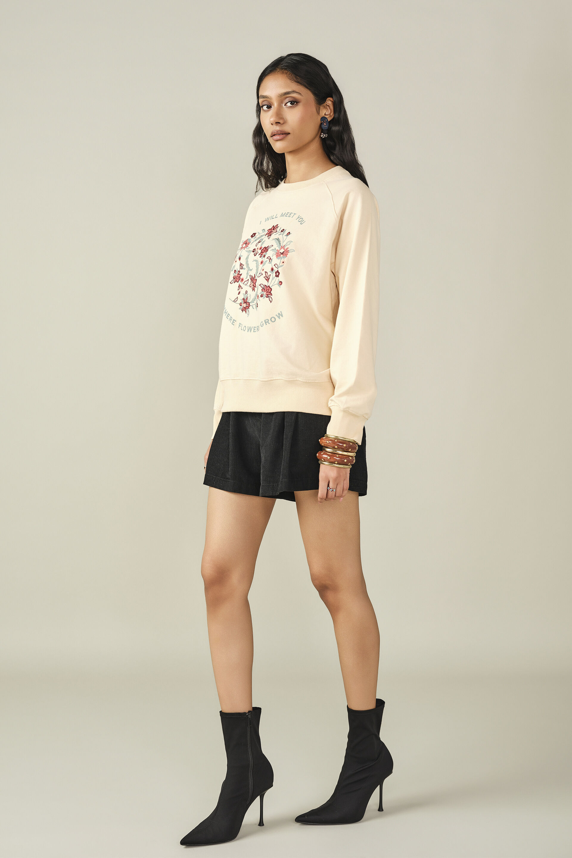 Solid Sweatshirt in Beige, Beige, image 5