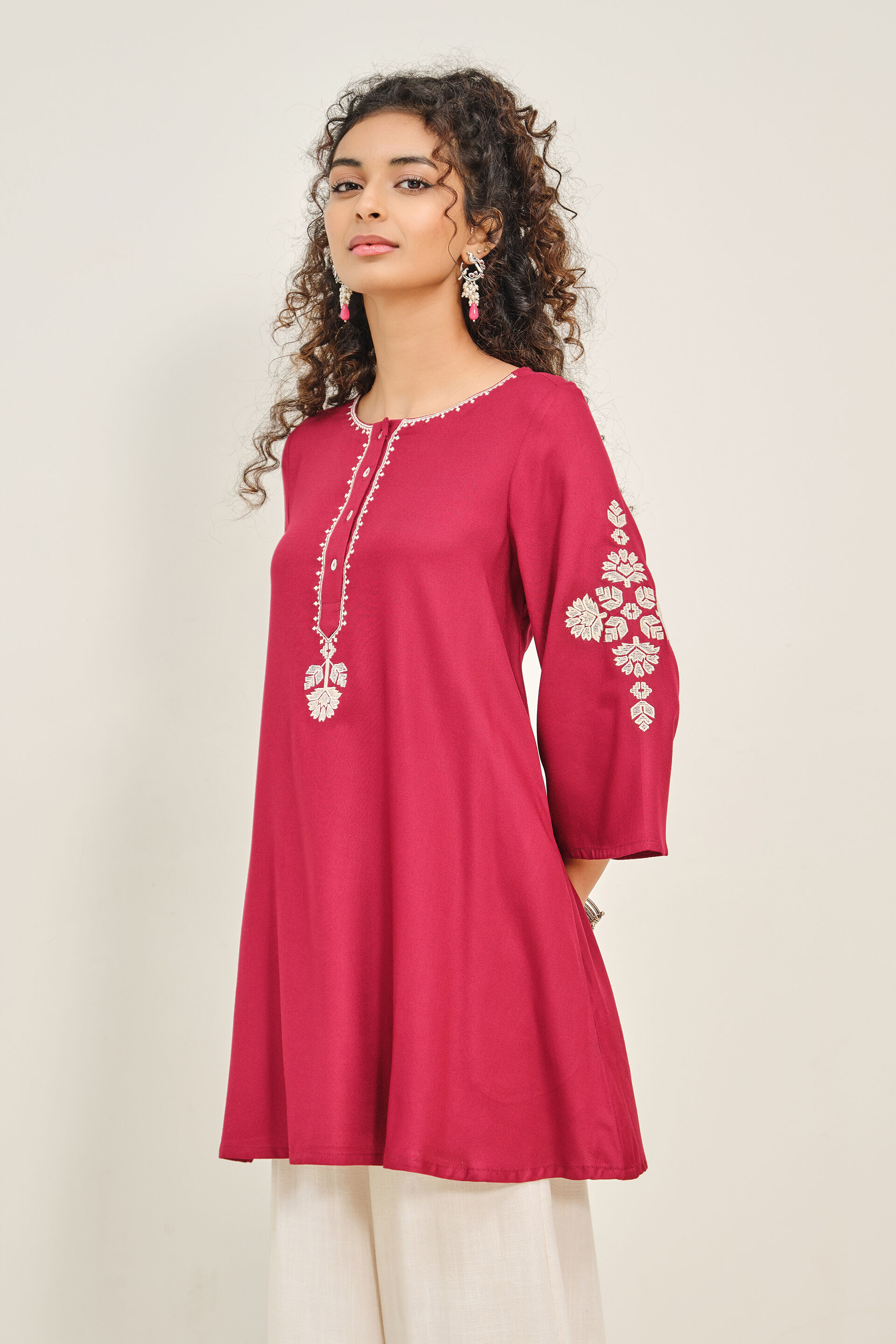 Anar Blossom Tunic, Wine, image 4