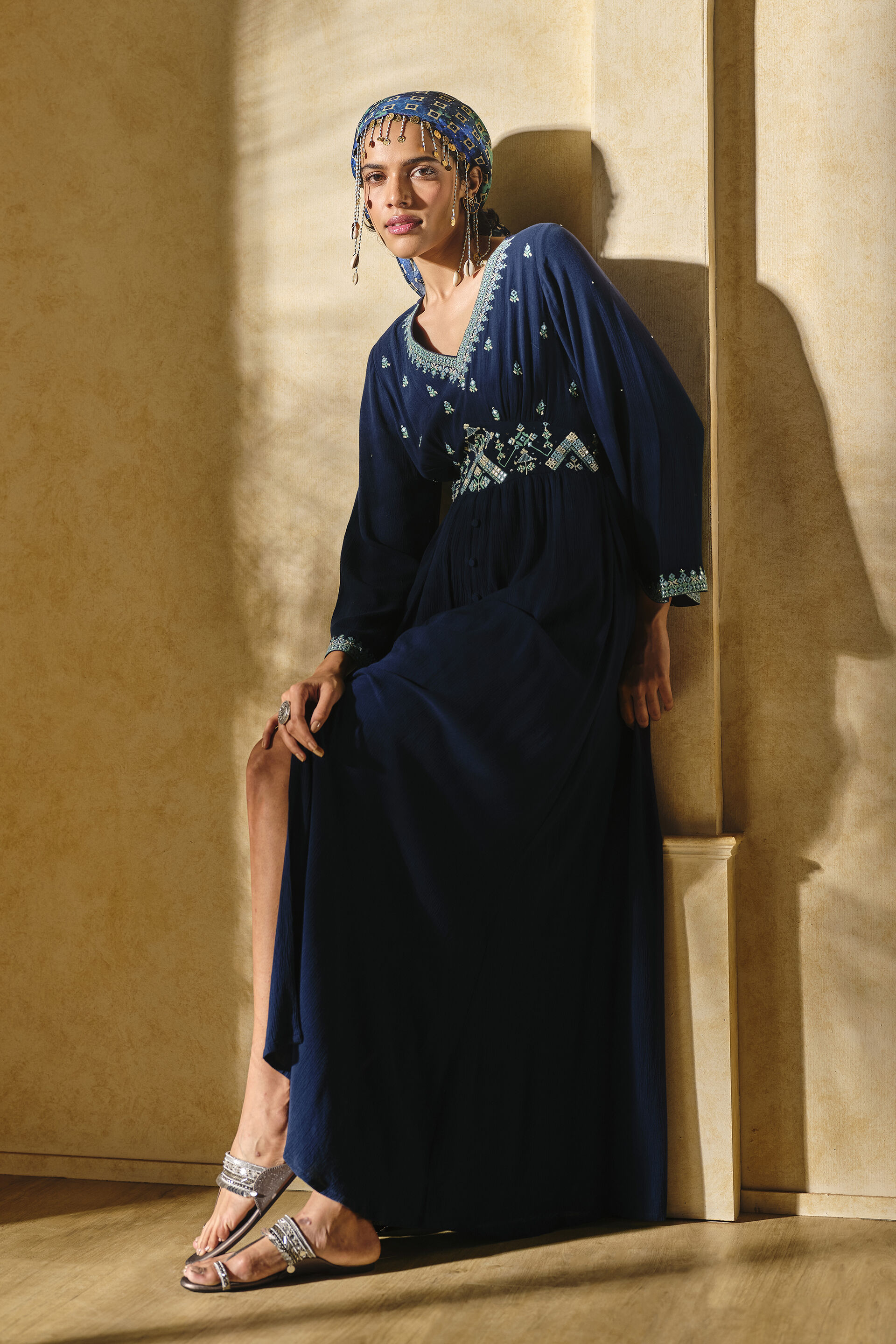 Buy Indigo Blue Maxi Online In India at Global Desi F24H63MX_BLUE