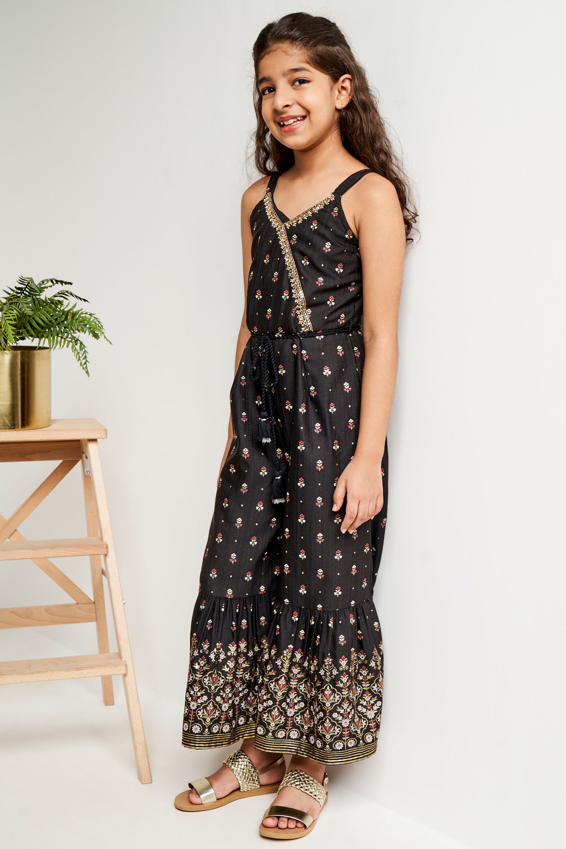 Buy Black Khari Flounce Jump Suit Online at Best Price at Global Desi FW22GKR026JSPK