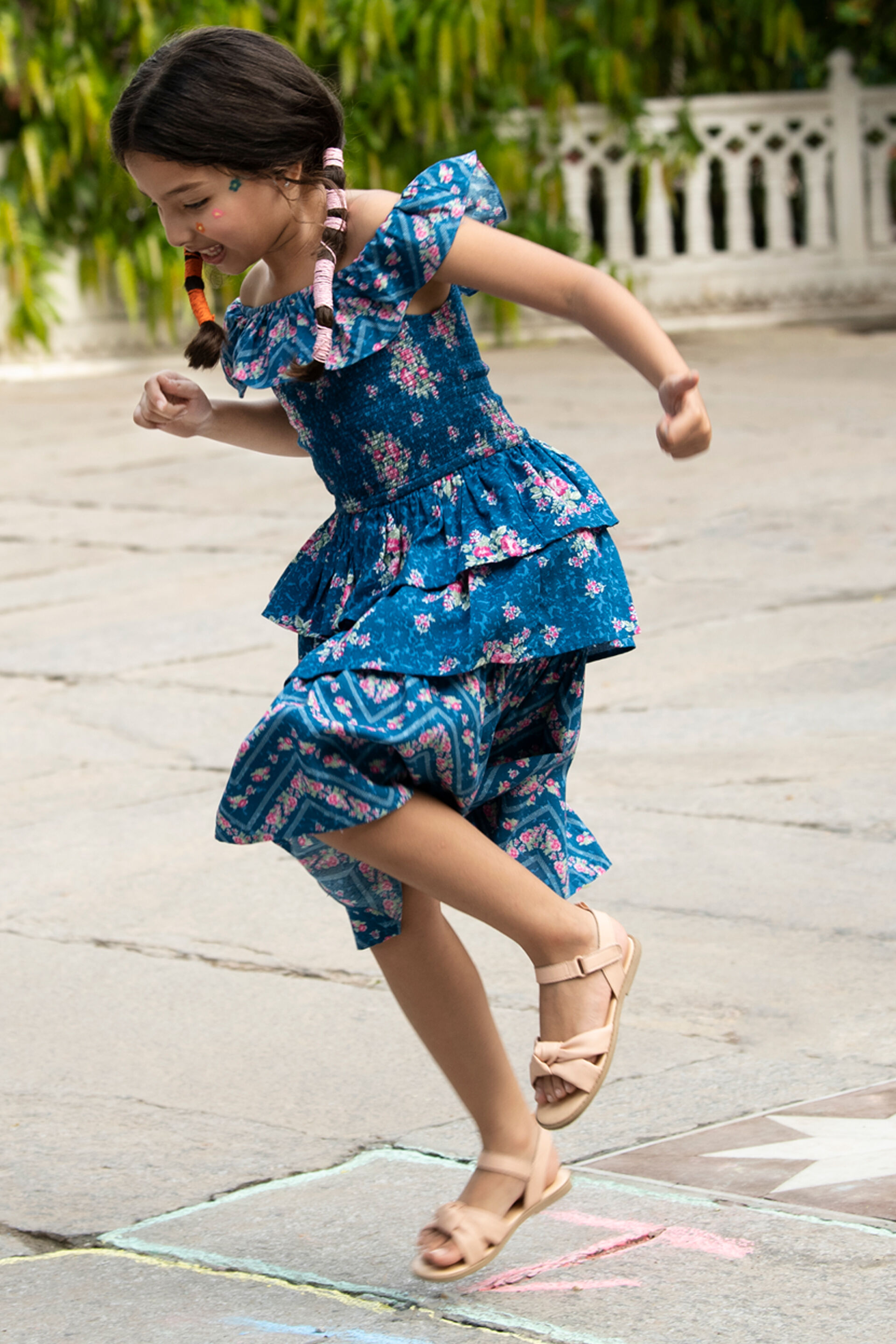Buy Blue Floral Short Sleeves Dress Online at Best Price at Global