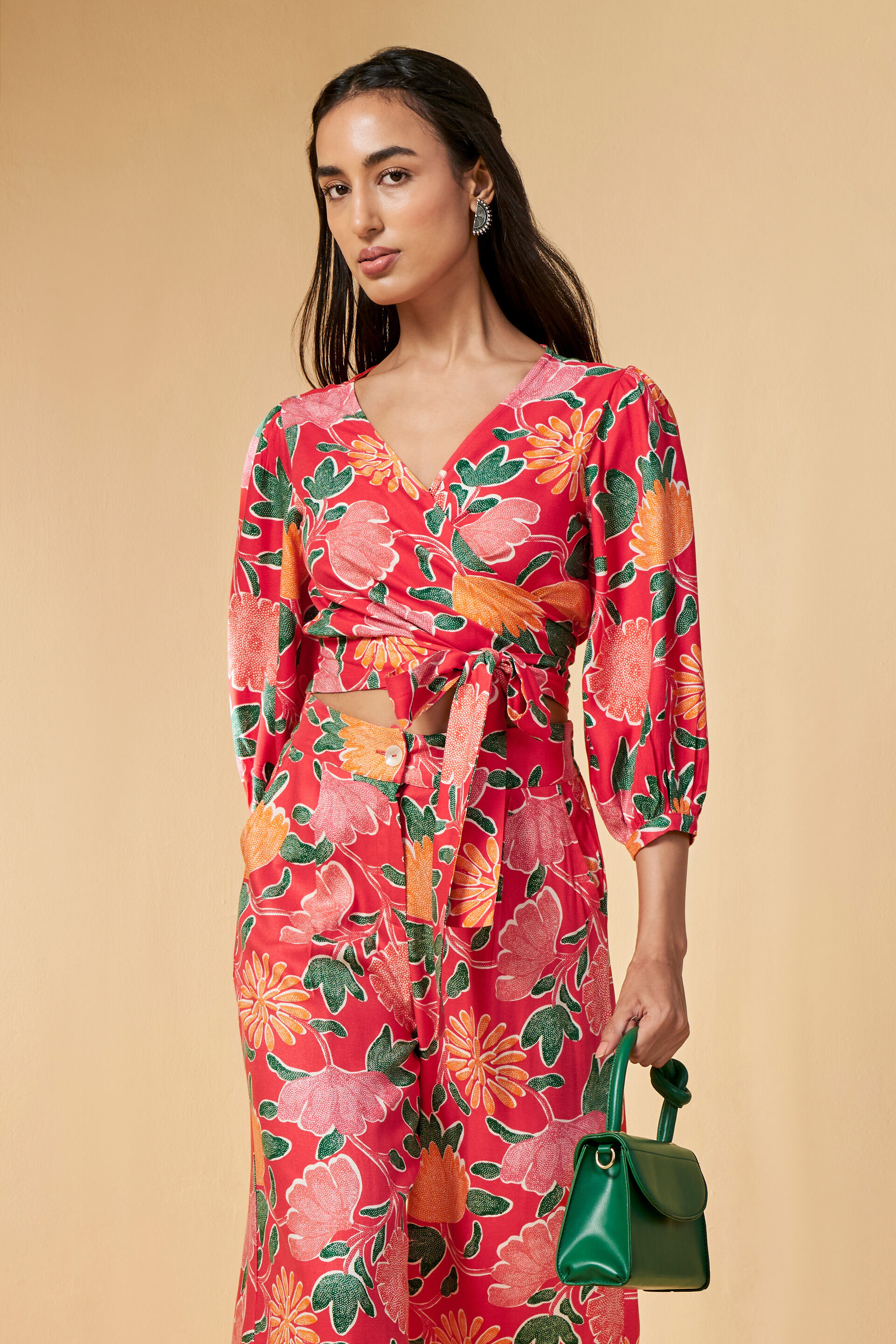 Electric Style Crop Top Co-Ord, Red, image 3