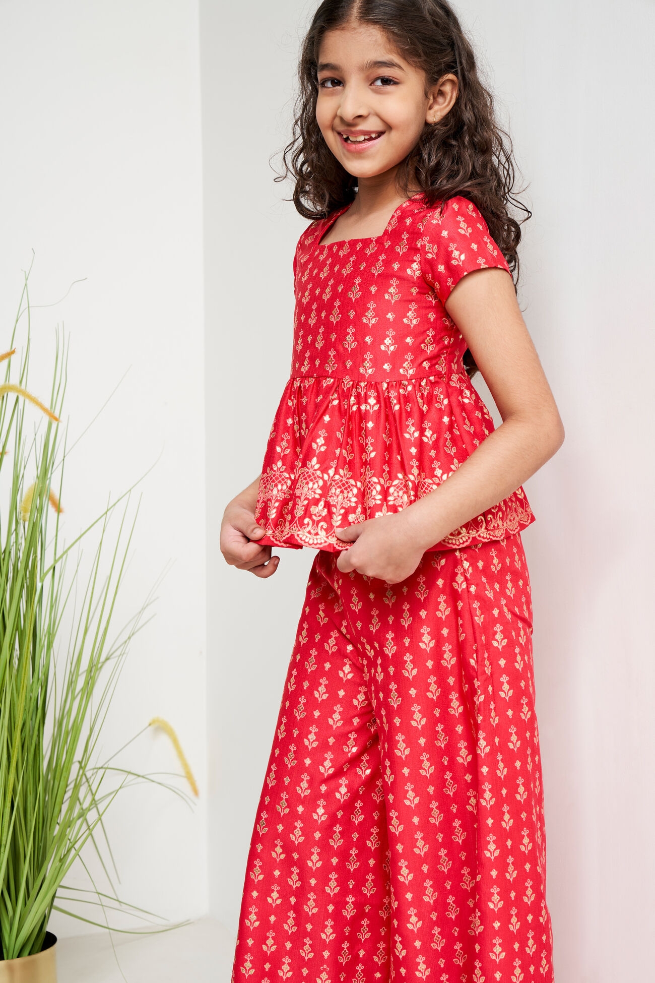 Hot Pink Ethnic Motifs Smocking Set, Hot Pink, image 4