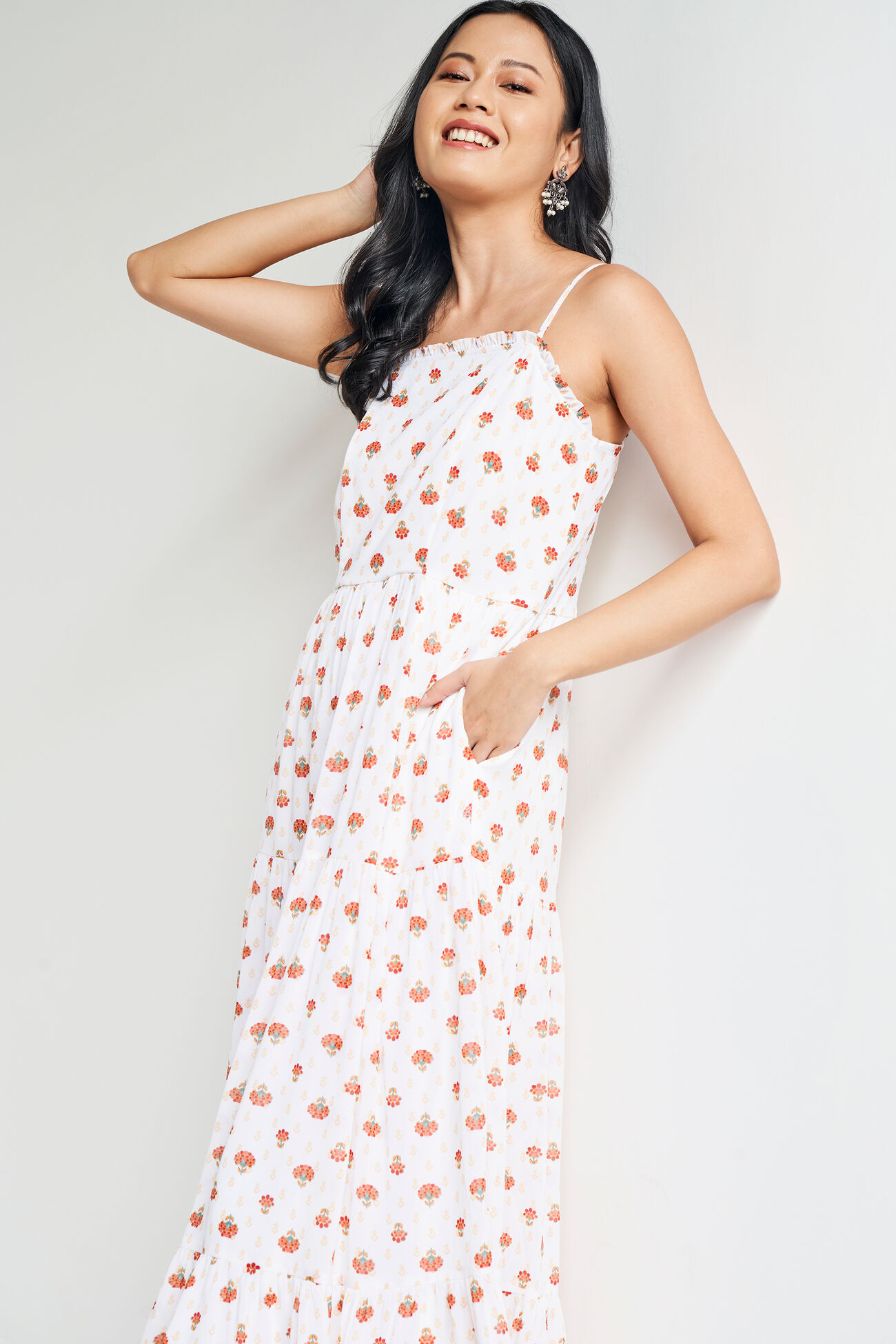 Off White Floral Flared Gown, Off White, image 1