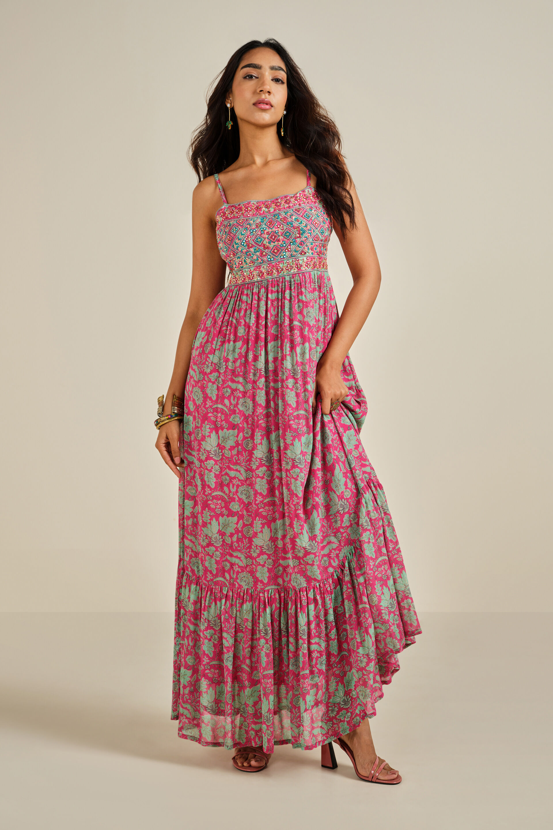 Devina Printed Dress, Fuschia, image 5