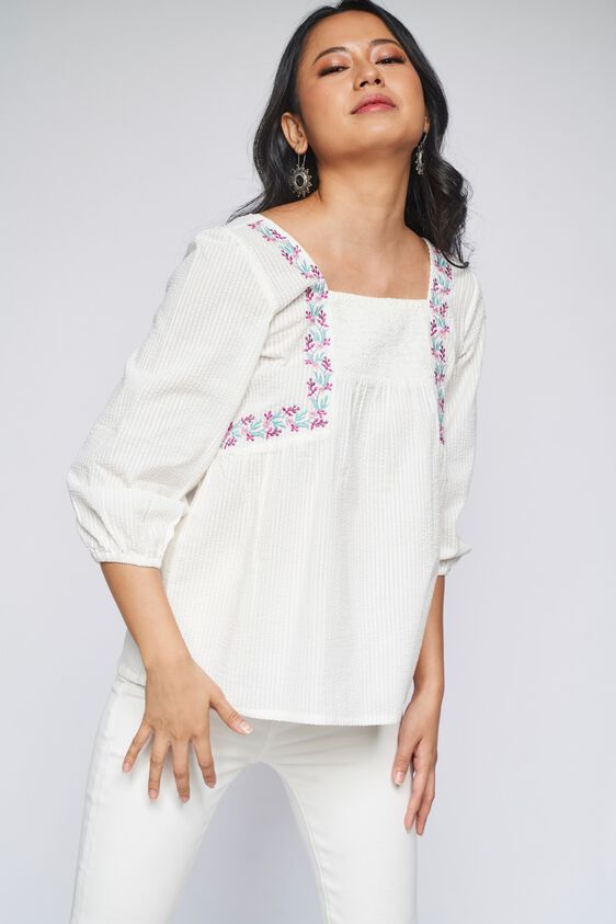 5 - White Solid Fit & Flare Top, image 5