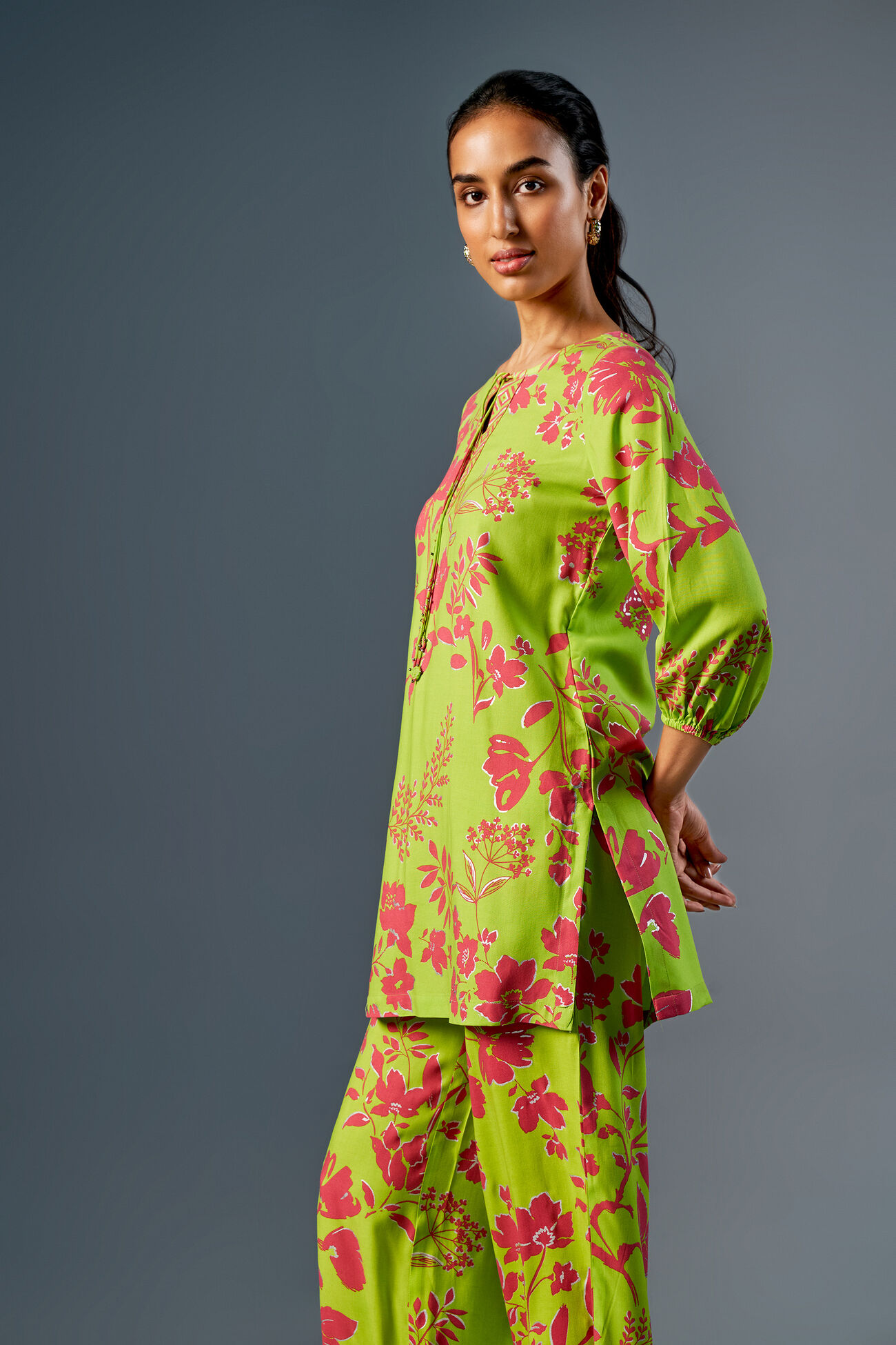 Flower Power Tunic, Lime, image 3