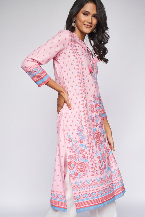 3 - Pink Floral Kurta, image 4