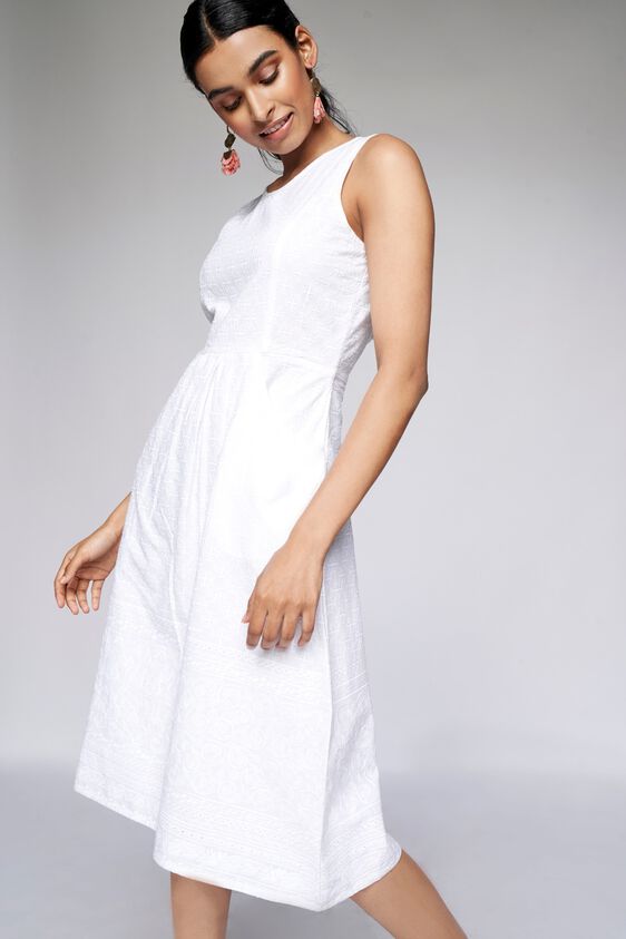 1 - White Embroidered Cut Out Dress, image 1