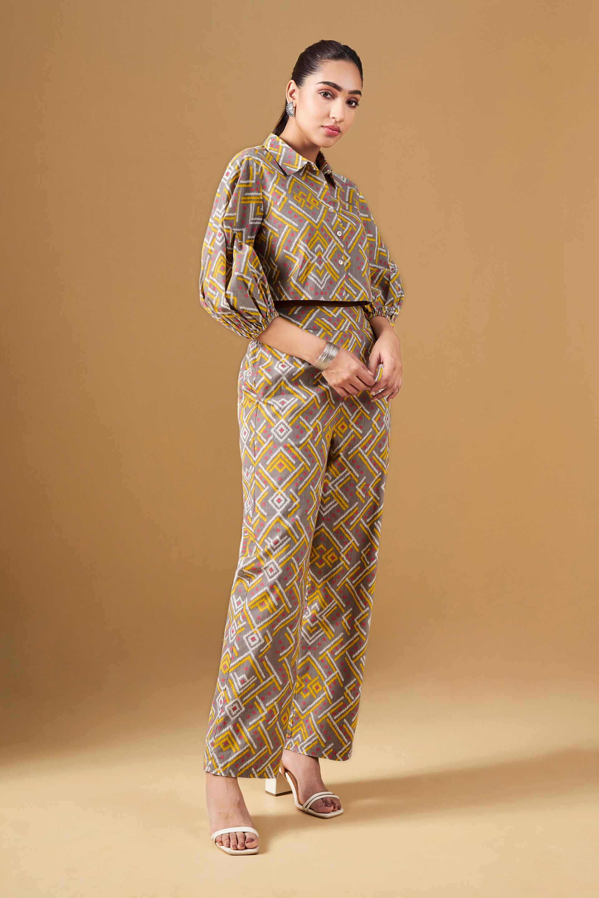 Ikat Inspired Grey Cotton Co-Ord, Grey, image 2