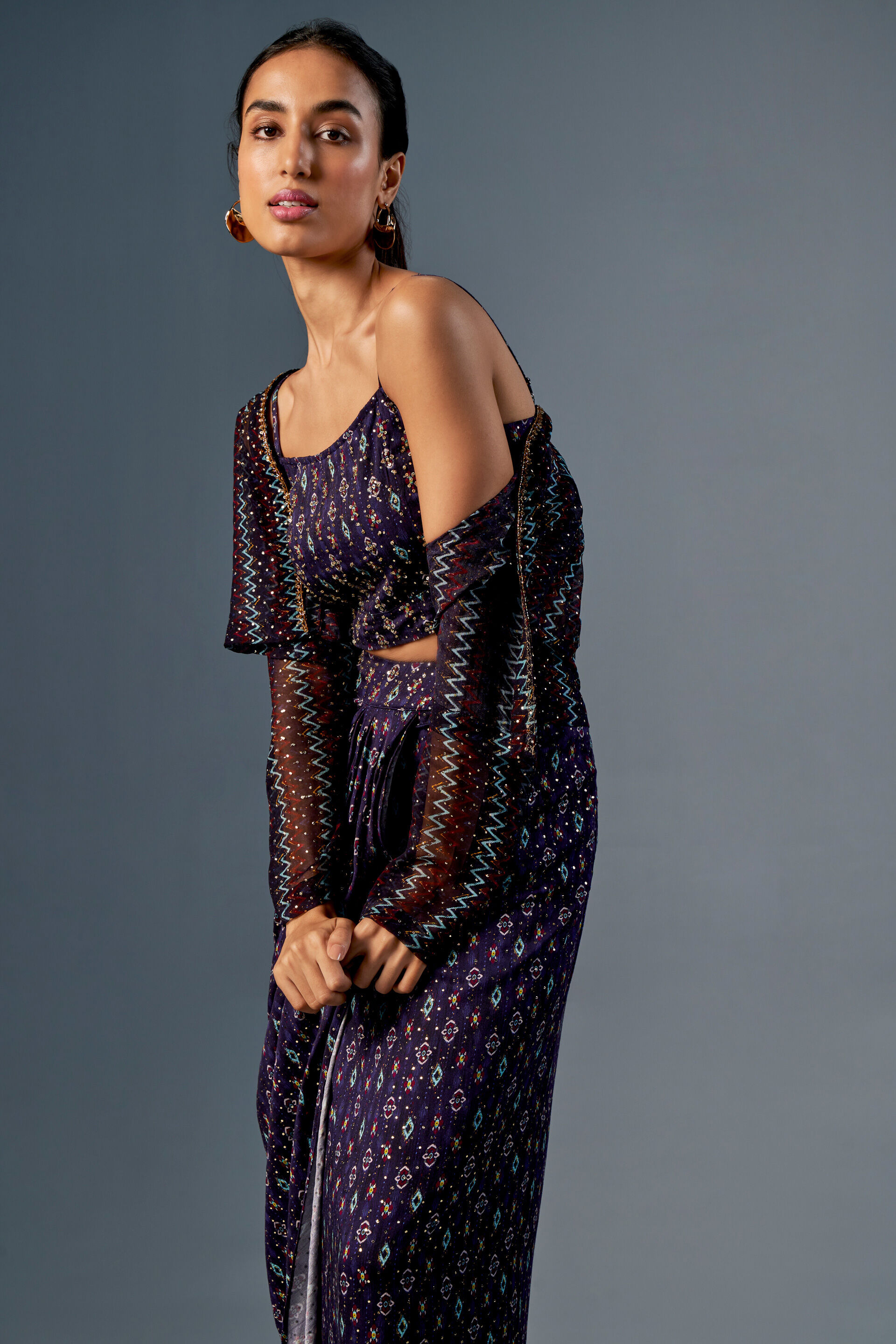 The Saree Skirt Set, Purple, image 6