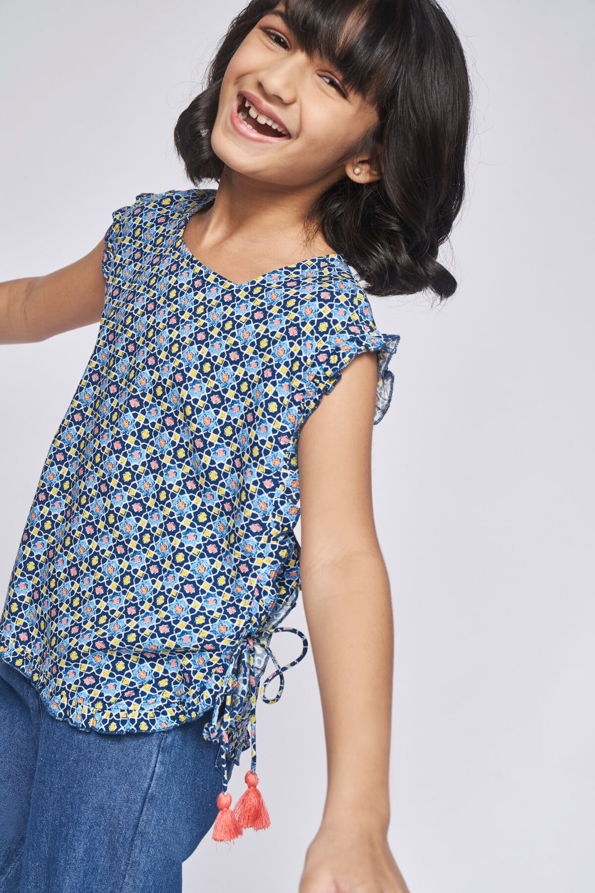 3 - Indigo Tie-Ups Geometric Top, image 3