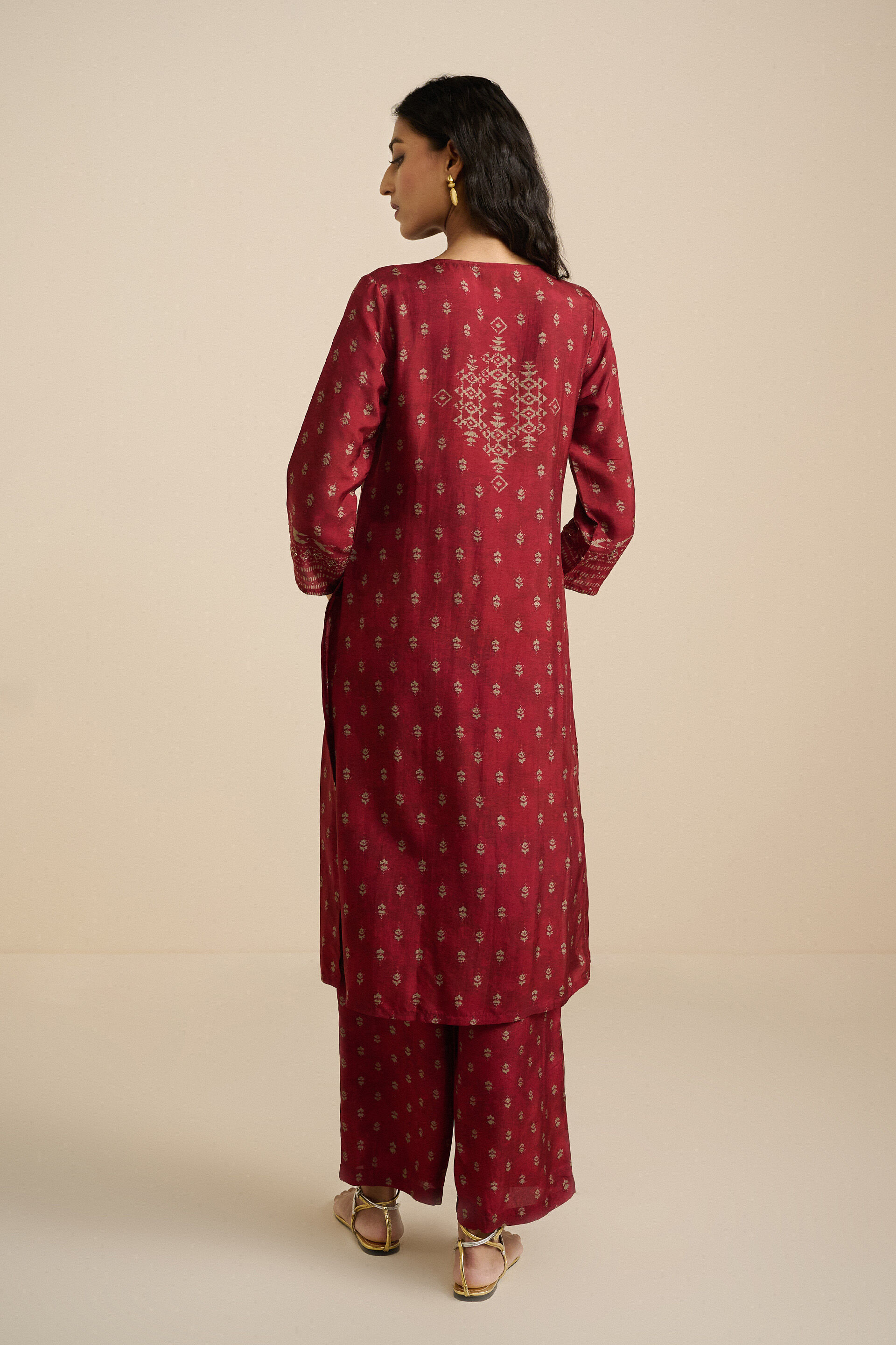 The Tyohaar Wine Kurta Set, Wine, image 5