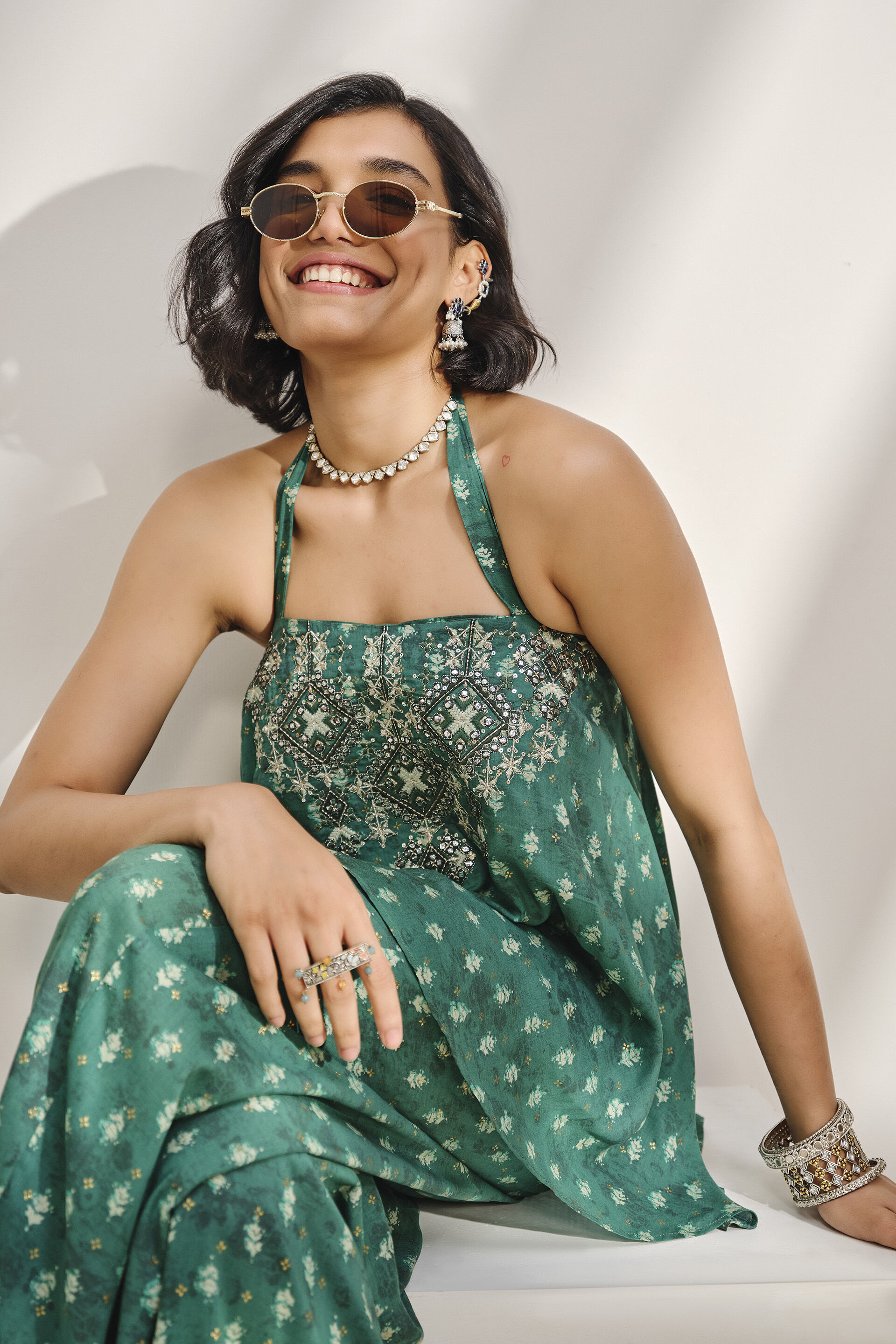 Teal Twinkle Embroidered Co-ord Set, Teal, image 6