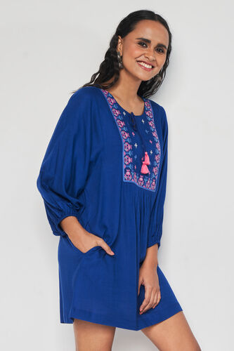 Vrishti Embroidered Dress, Blue, image 5