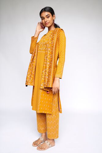 2 - Mustard Floral Straight Suit, image 2