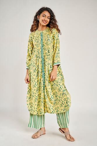 4 - Yellow Tropical Printed Kurta, image 4
