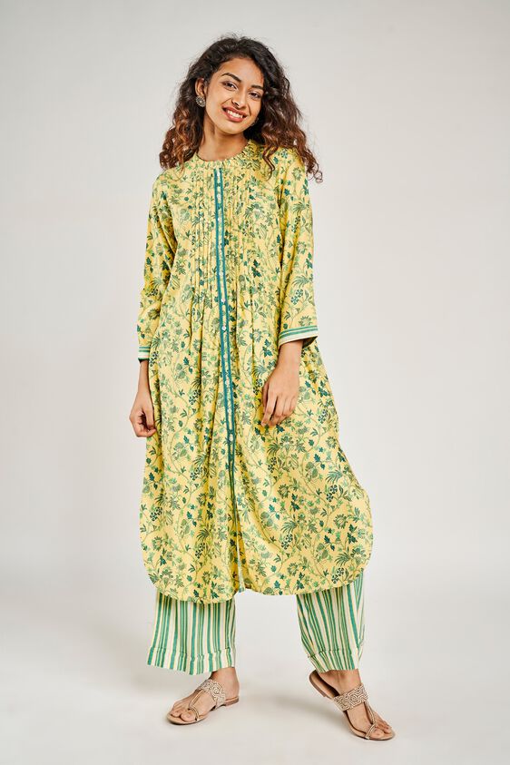 4 - Yellow Tropical Printed Kurta, image 4