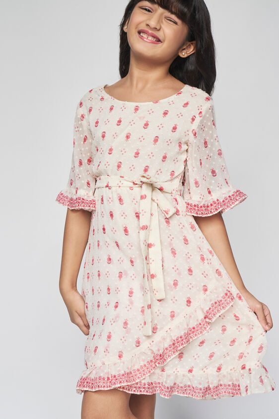 3 - Off White Ruffles Fit and Flare Dress, image 3