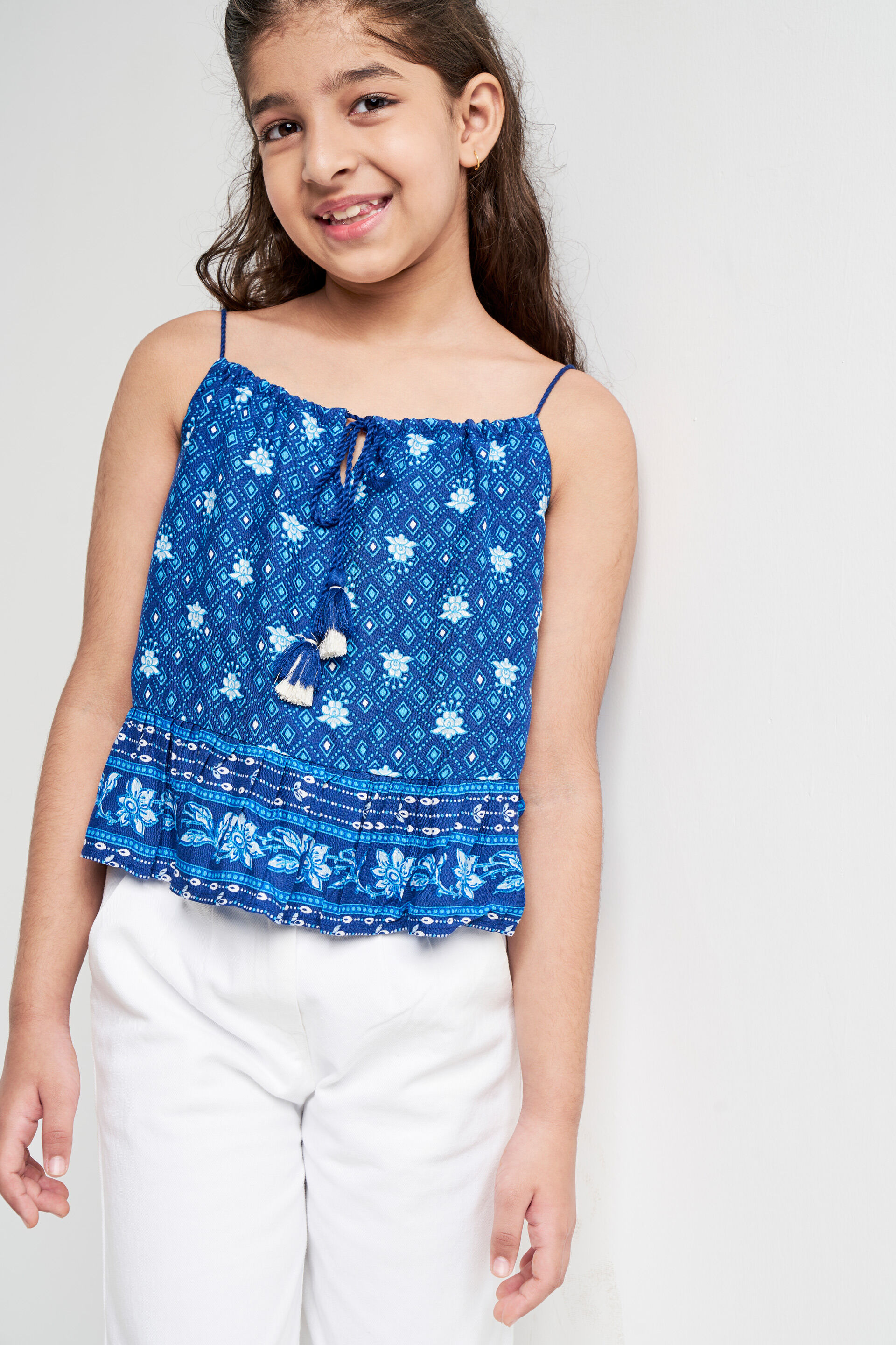 Blue Geometric Flared Top, Blue, image 4