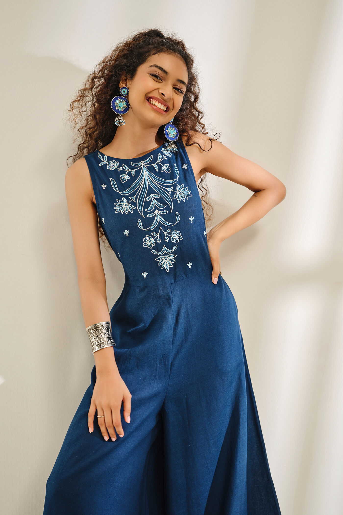 Buy Indigo Jharna Embroidered Jumpsuit Online In India at Global Desi F25H55JS_INDIGO Buy Indigo Jharna Embroidered Jumpsuit Online In India at Global Desi F25H55JS_INDIGO