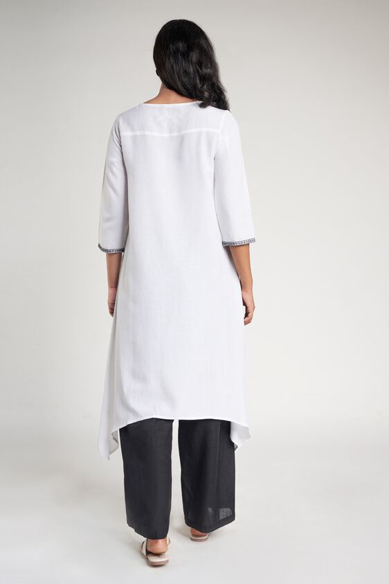 5 - White Solid Embroidered A-Line Kurta, image 5