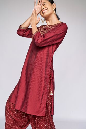 1 - Maroon Embroidered Dhoti Suit, image 1