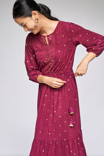 5 - Wine Gathers or Pleats Fit and Flare Gown, image 5