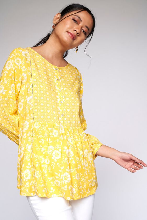 2 - Yellow Floral Fit & Flare Top, image 2