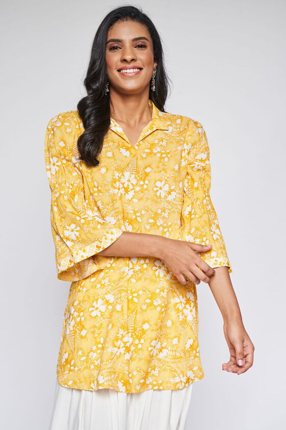 Buy Yellow Floral Straight Tunic Online at Best Price at Global Desi ...
