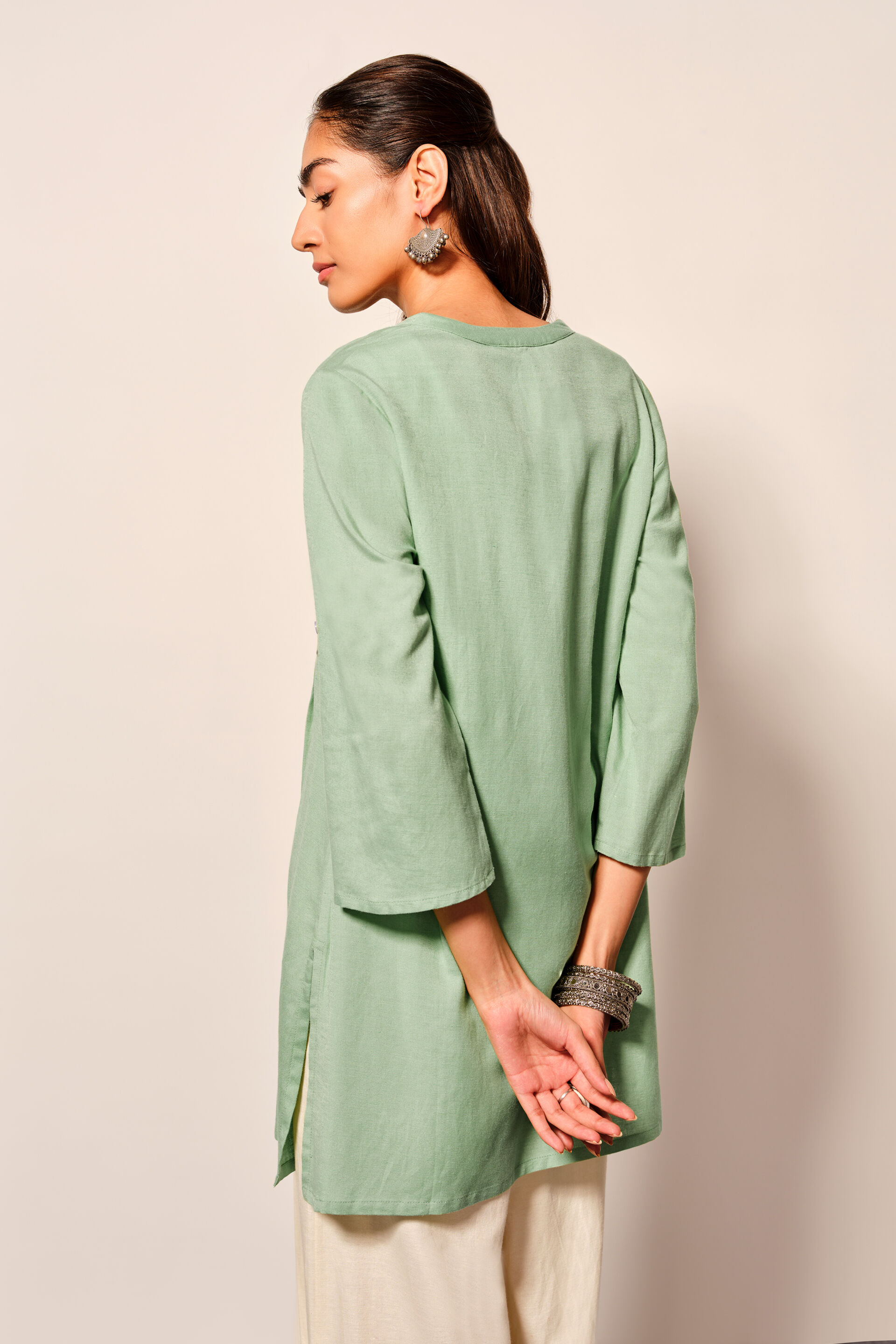 Sage Green Viscose Blend Tunic, Sage Green, image 4