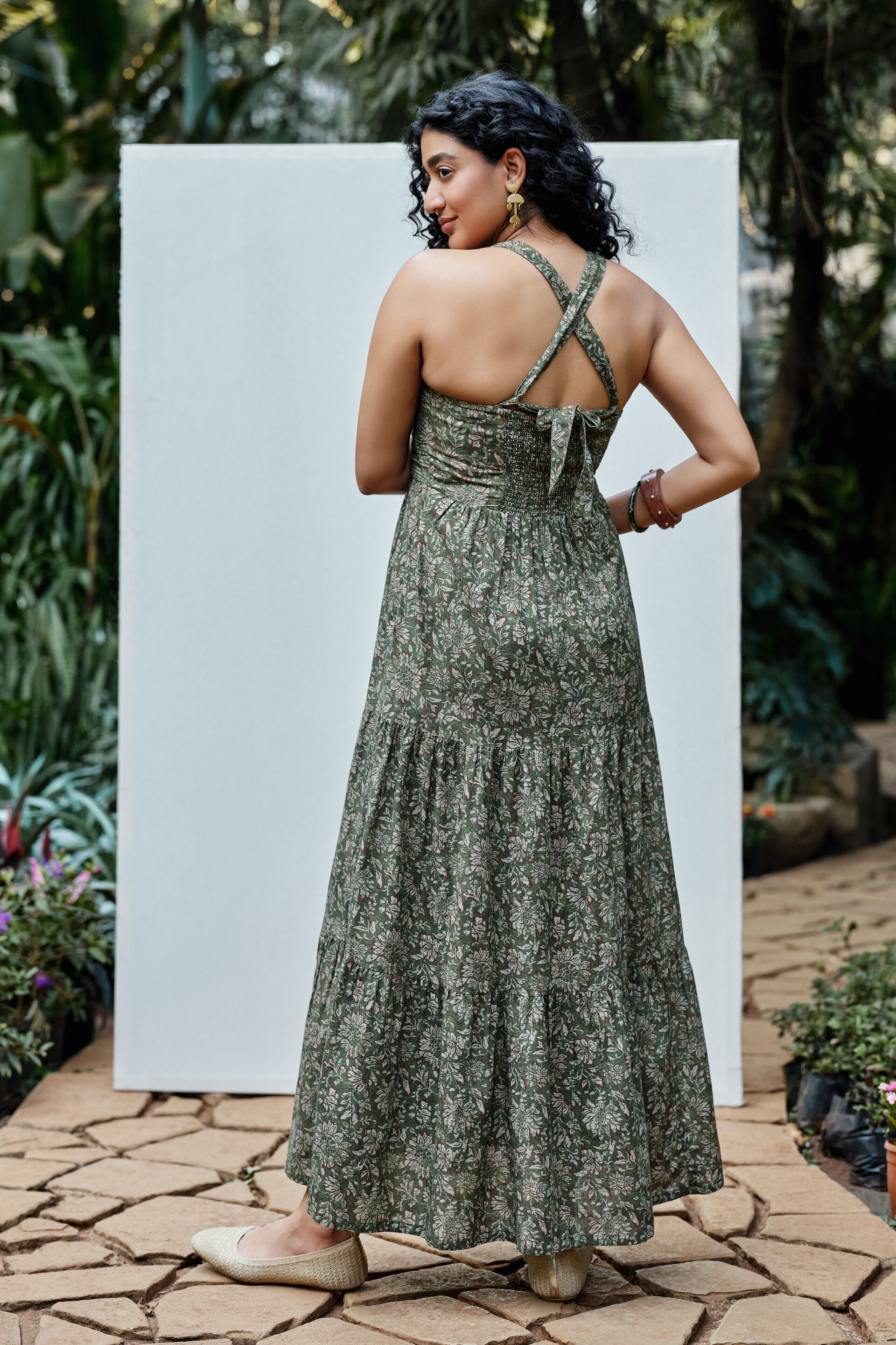 Bageecha Olive Tiered Maxi Dress, Olive, image 5