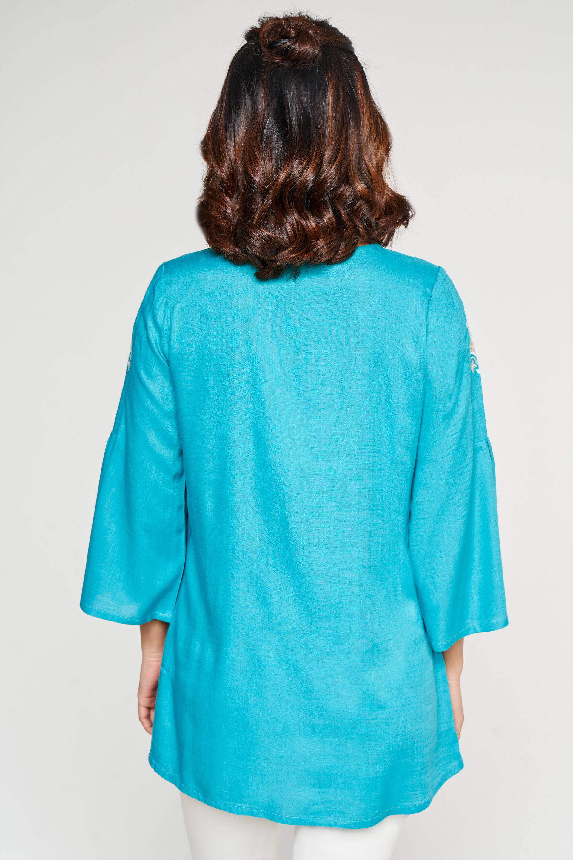 Aqua Solid Straight Tunic, Aqua, image 6