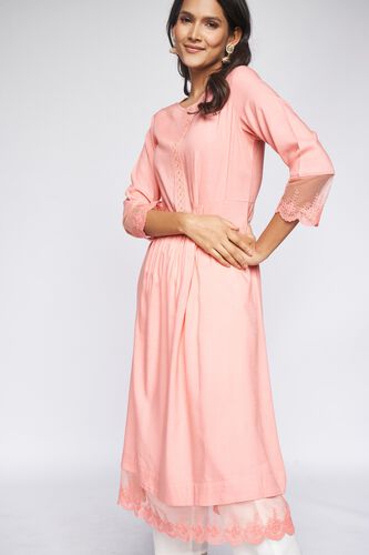 3 - Rose Pink Self Design Kurta, image 3