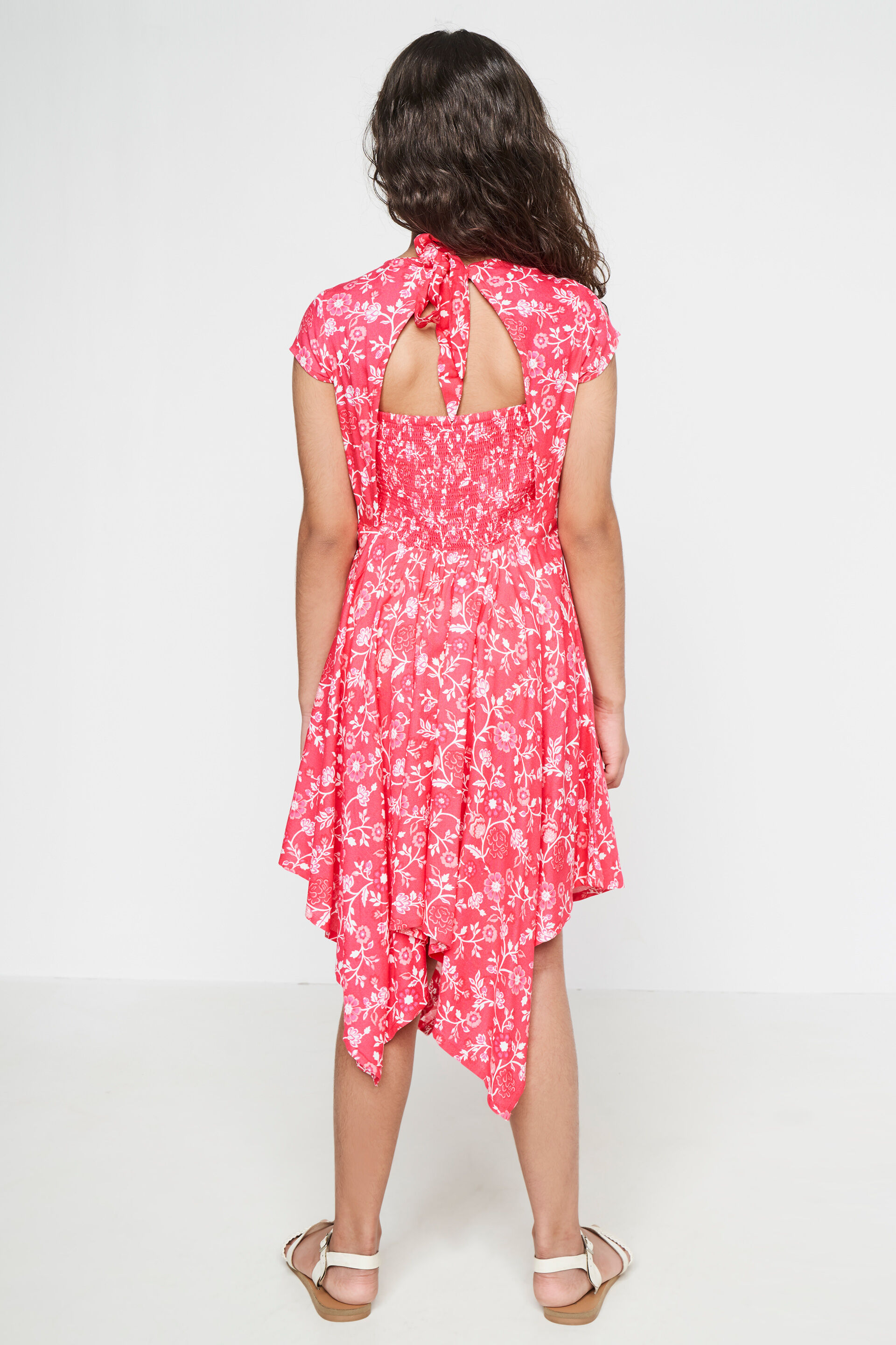 Pink Floral High-Low Dress, Pink, image 5