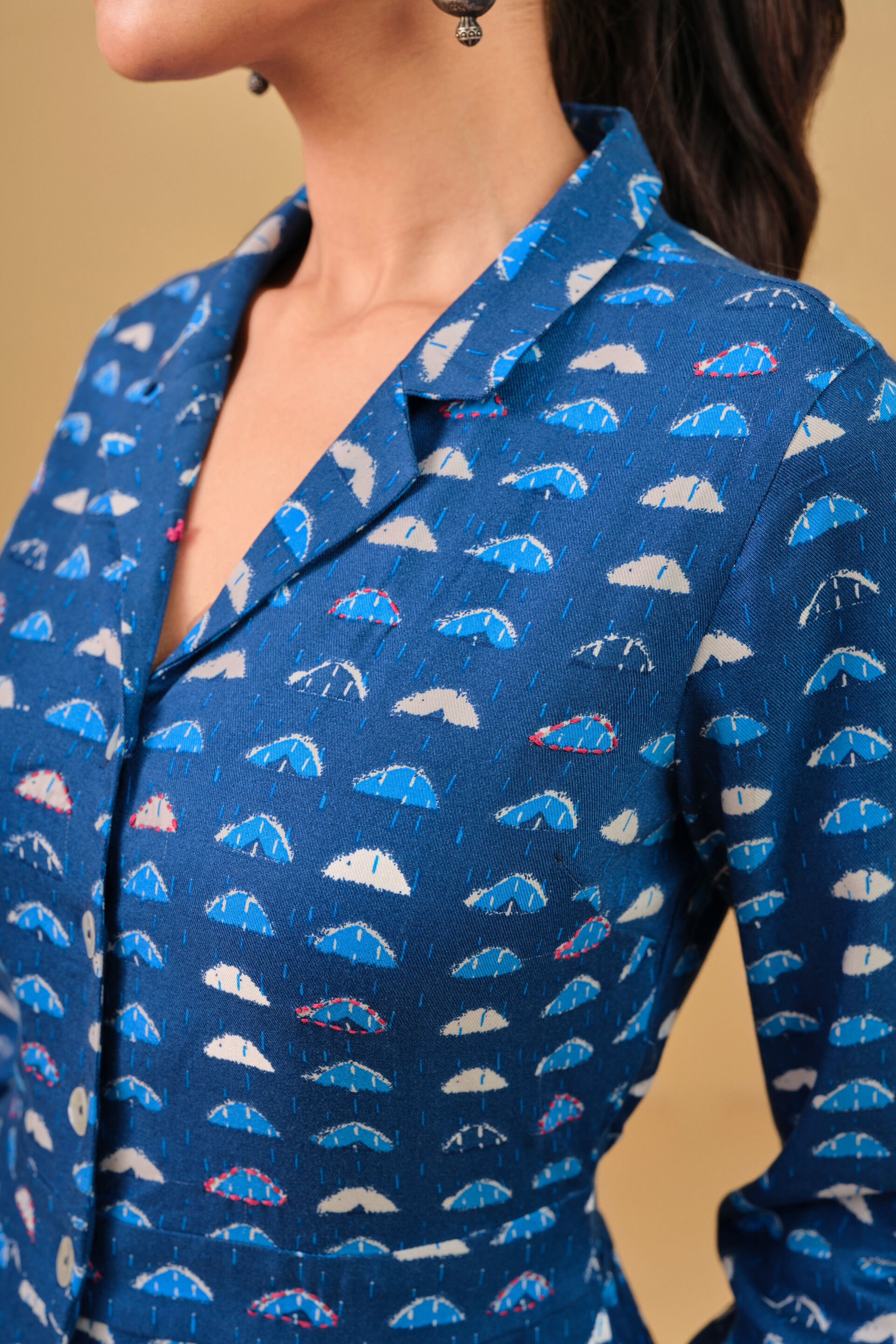 Geometric Blue Viscose Jumpsuit, Blue, image 7