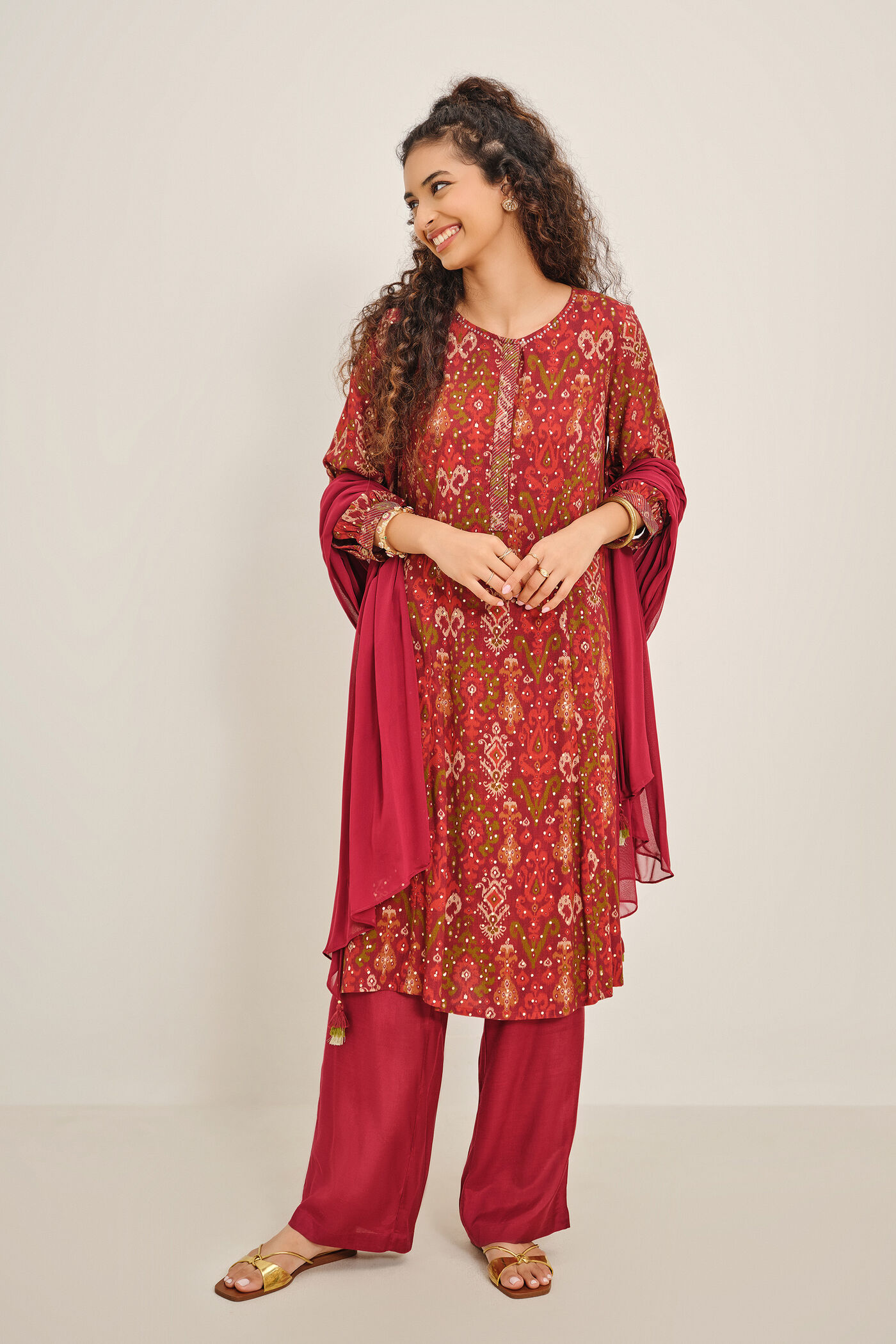 Dark Gerua Kurta Set