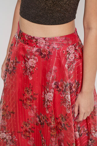 Pink Floral Flared Skirt, Pink, image 5