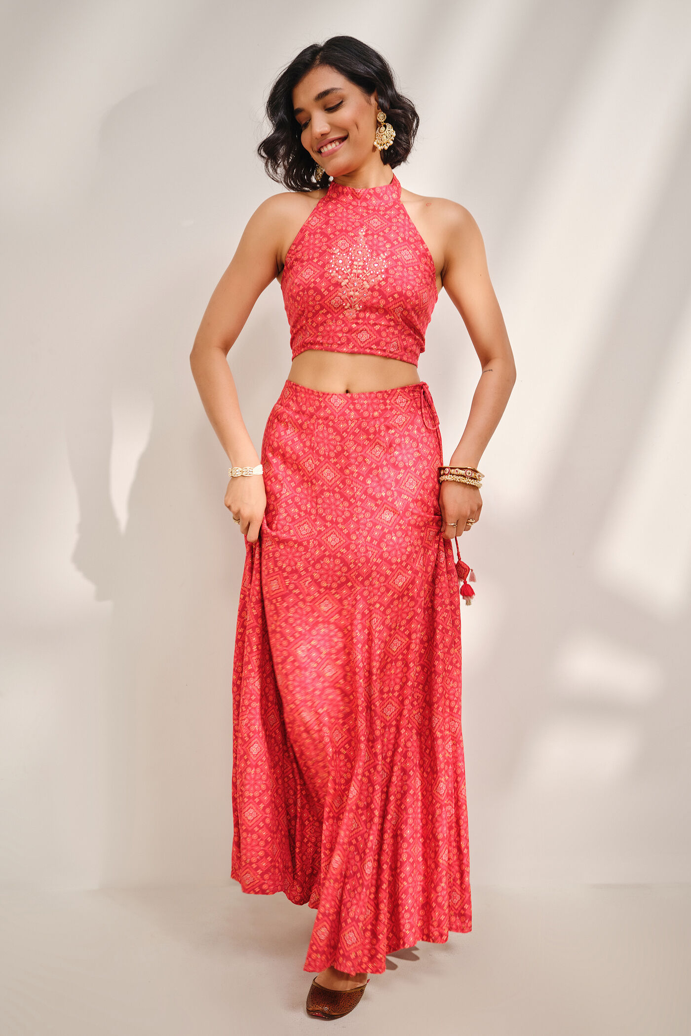 Ruksana Red Skirt Set