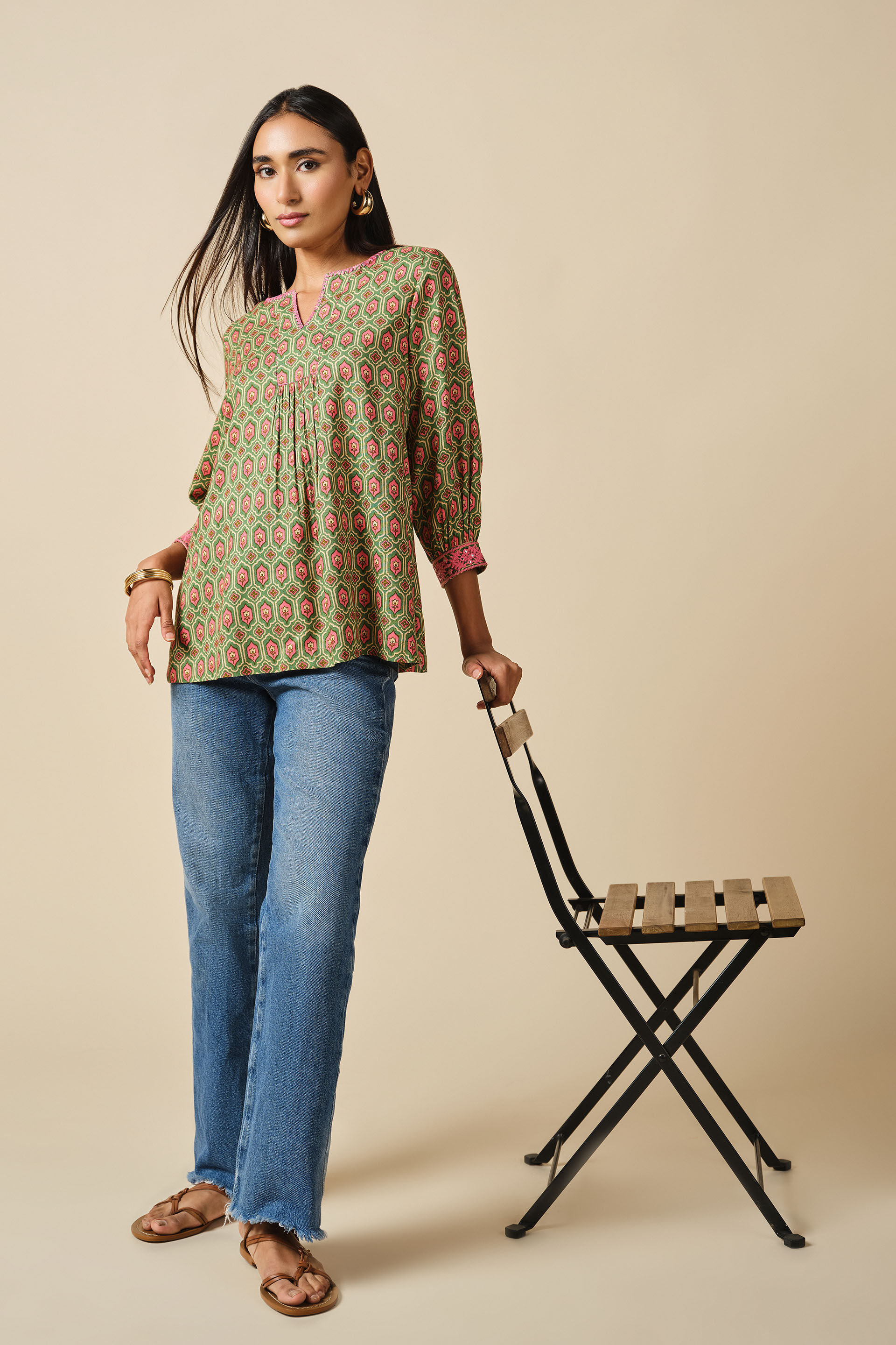 Gulnoor Top, Green, image 2