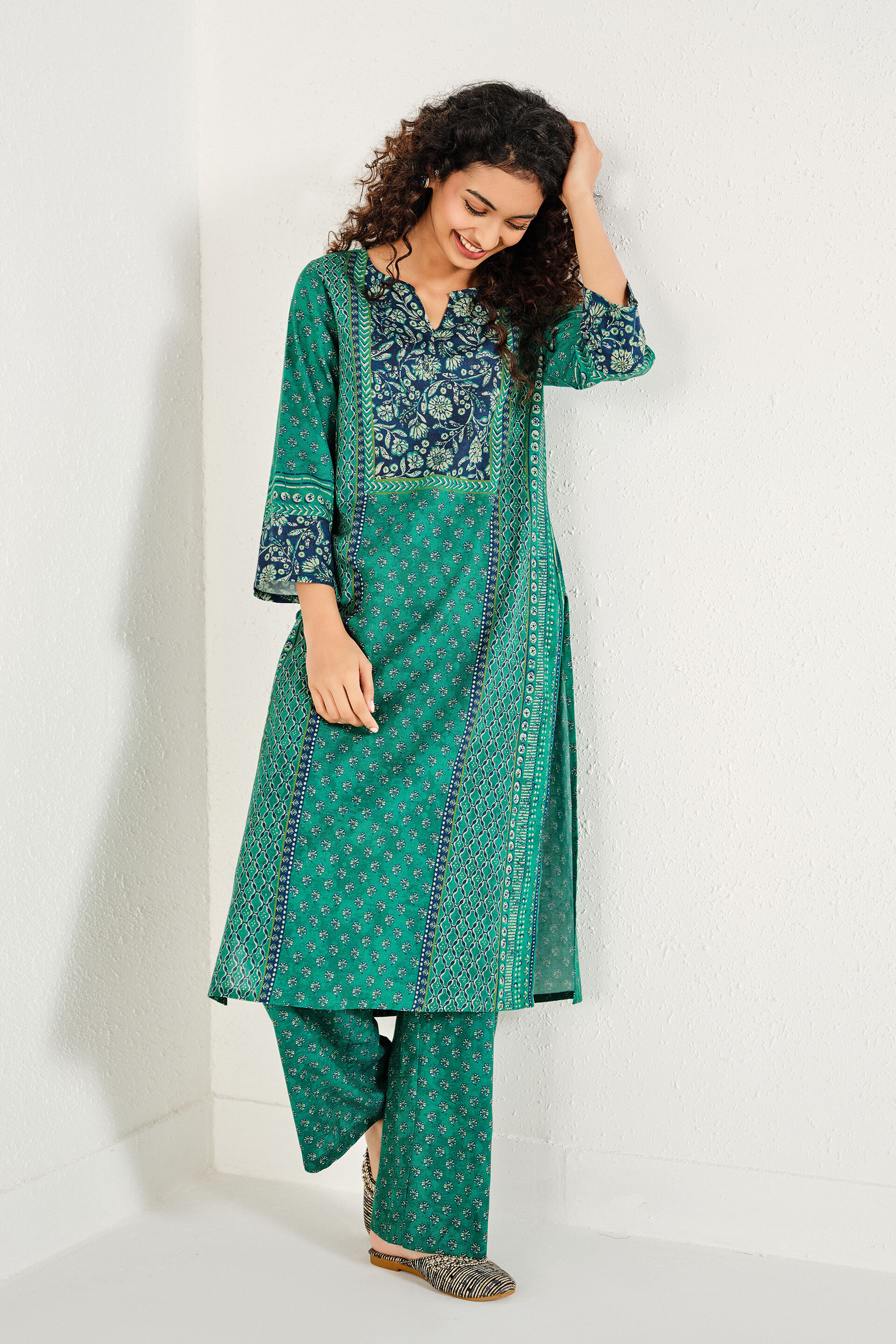 Vamika Teal Kurta Set, Teal, image 4