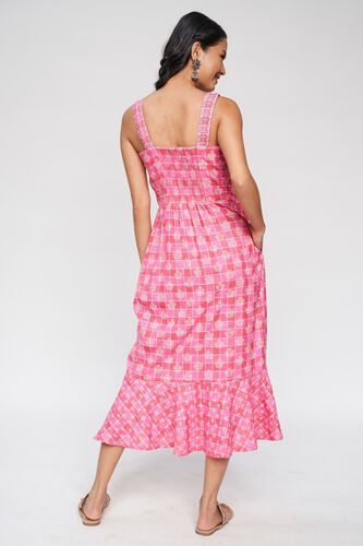 6 - Pink Floral Printed Trapeze Dress, image 6