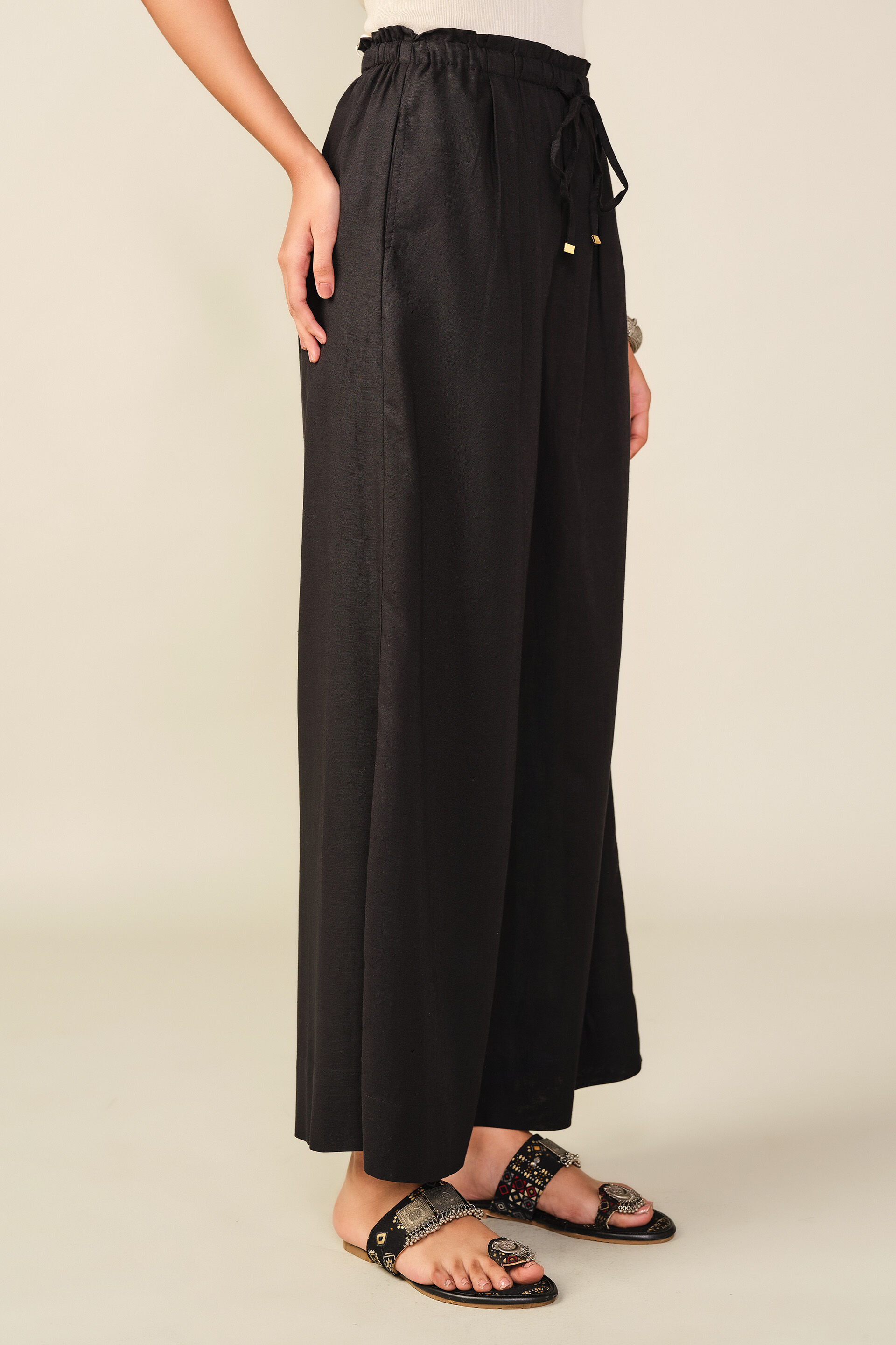 Flared Pants in Black, Black, image 3