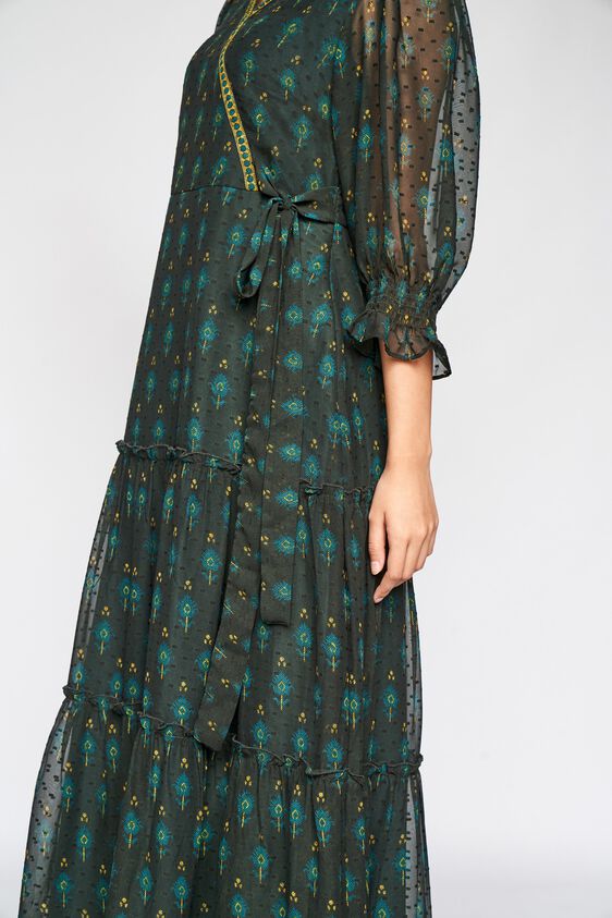 6 - Dark Green Tie-Ups Fit and Flare Dress, image 6