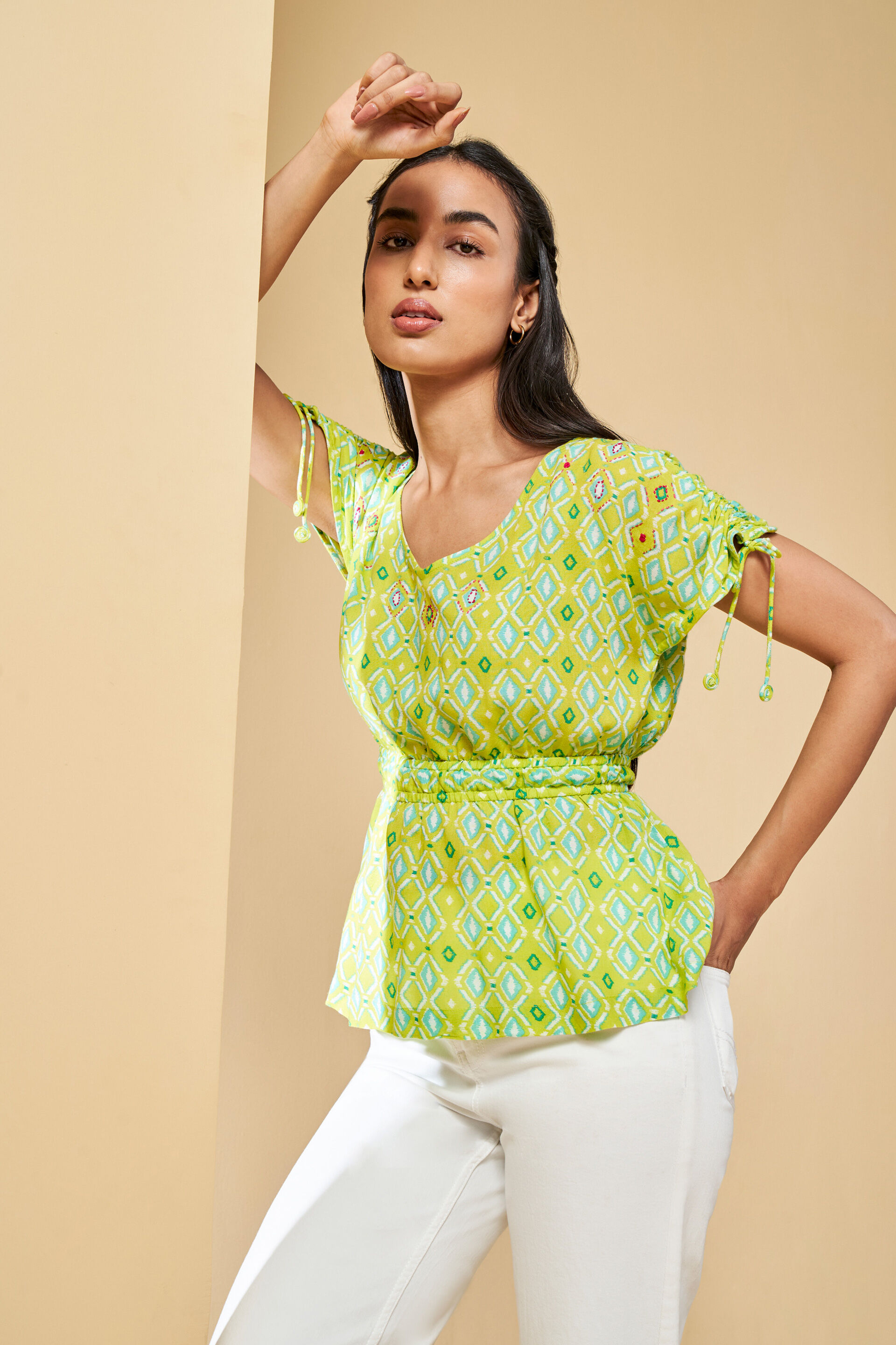 Lime green peplum top clearance