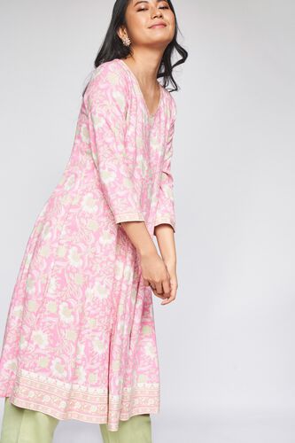 2 - Pink Floral Fit and Flare Kurta, image 2