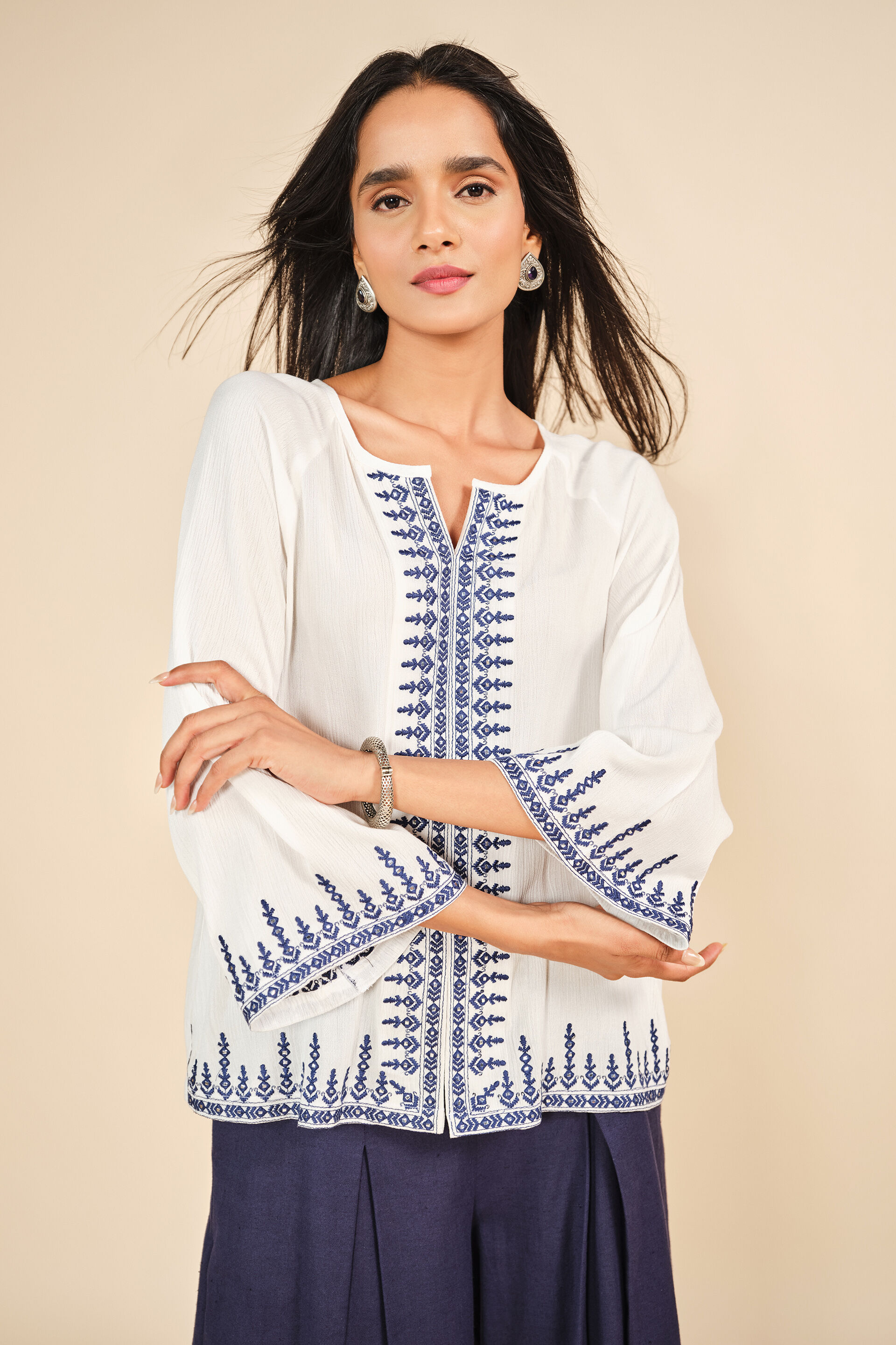 Blue Boond Top, White, image 2