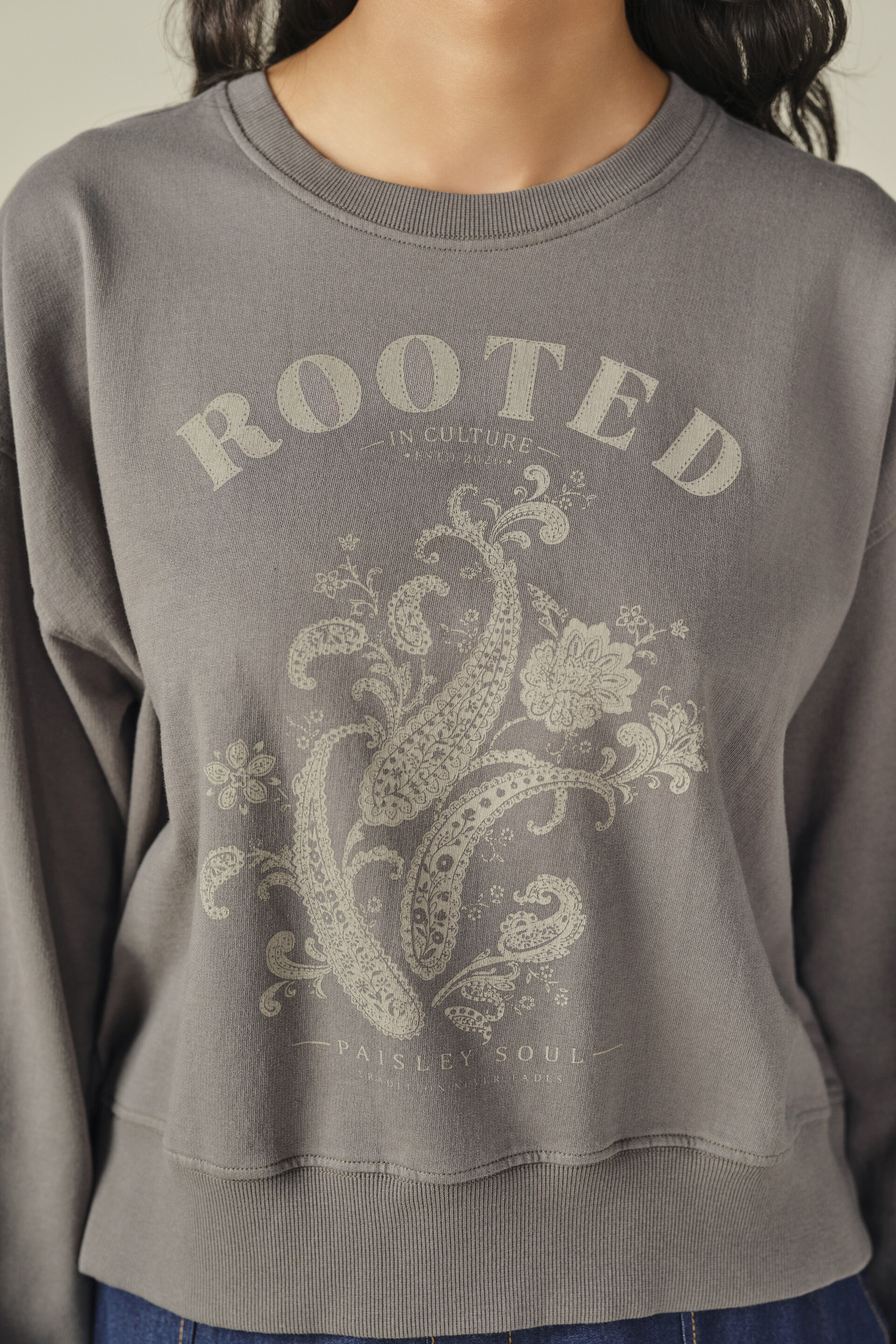 Solid Sweatshirt in Grey, Grey, image 2