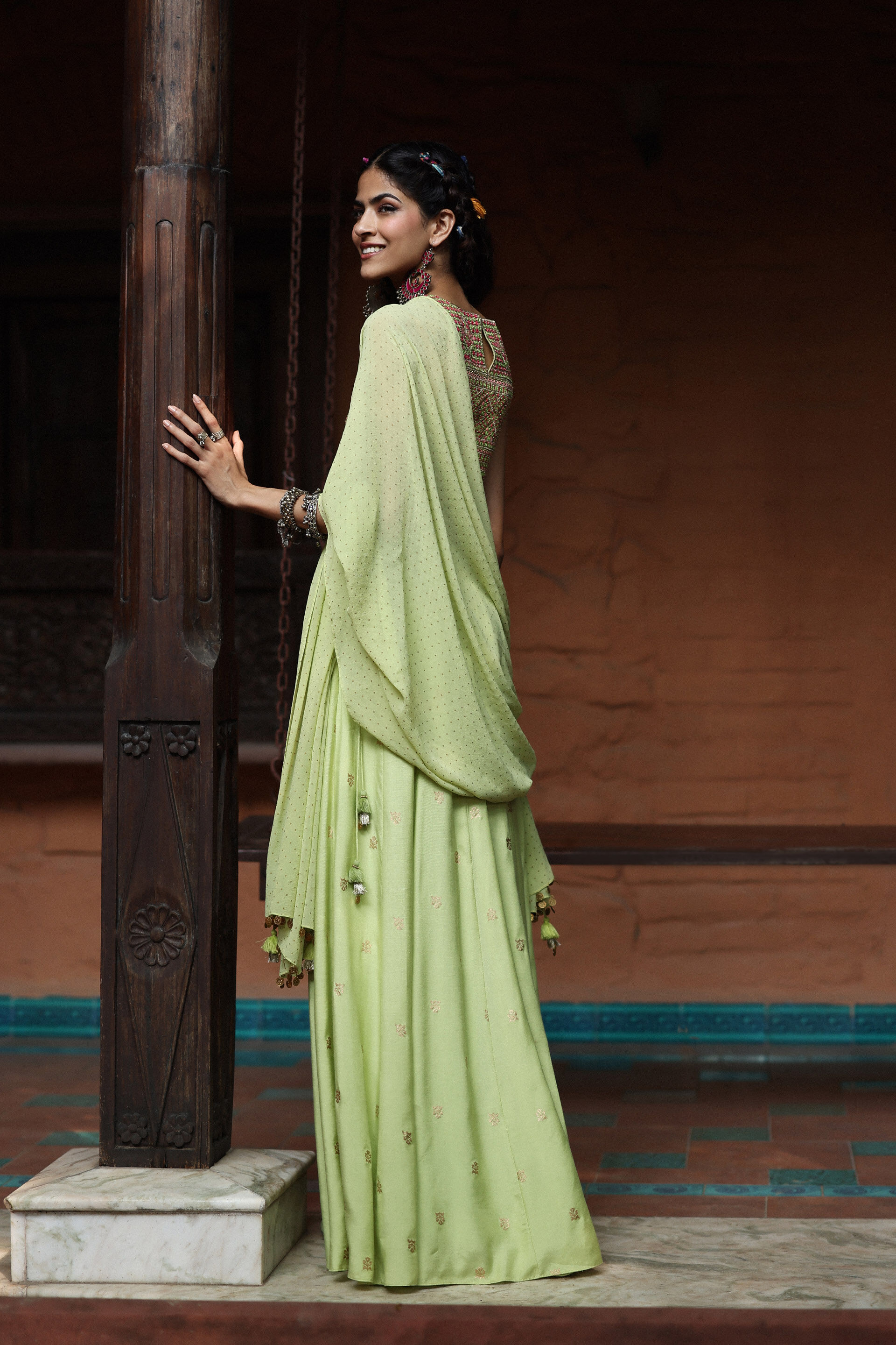 Khatta Meetha Amrud Skirt Set, Lime, image 3