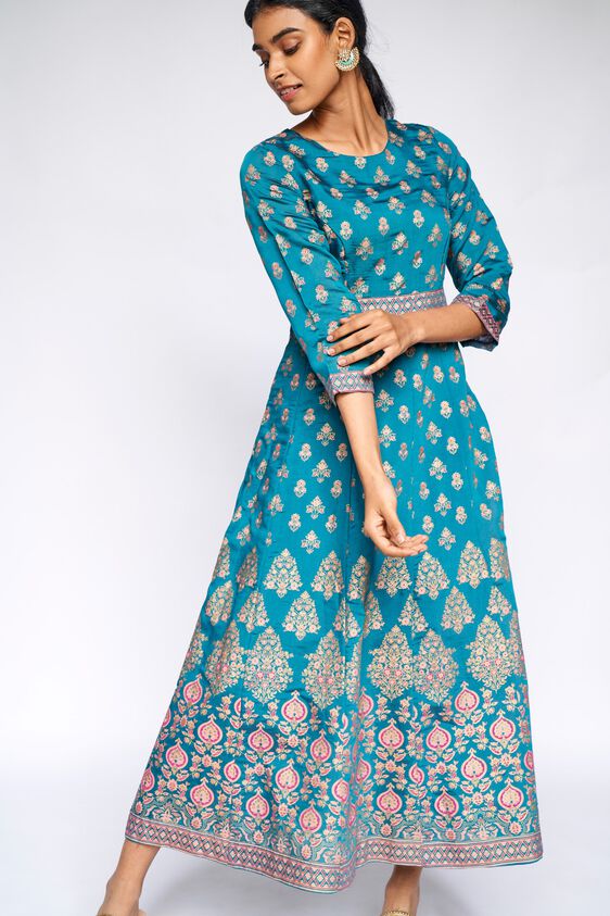 3 - Aqua Embroidered Fit and Flare Gown, image 3